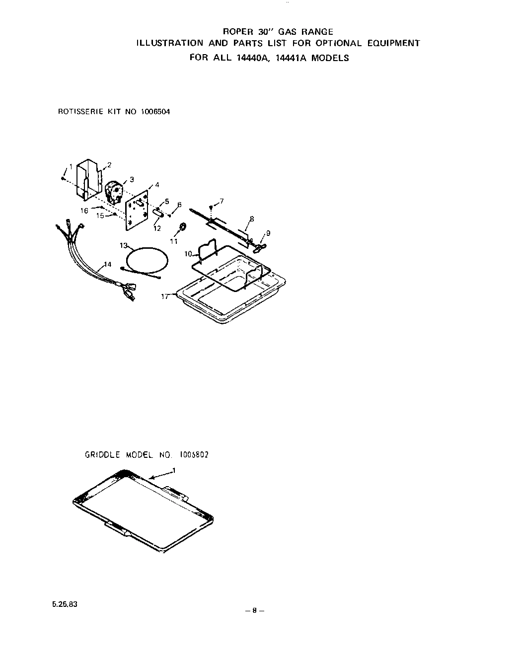 08 - ROTISSERIE KIT, GRIDDLE