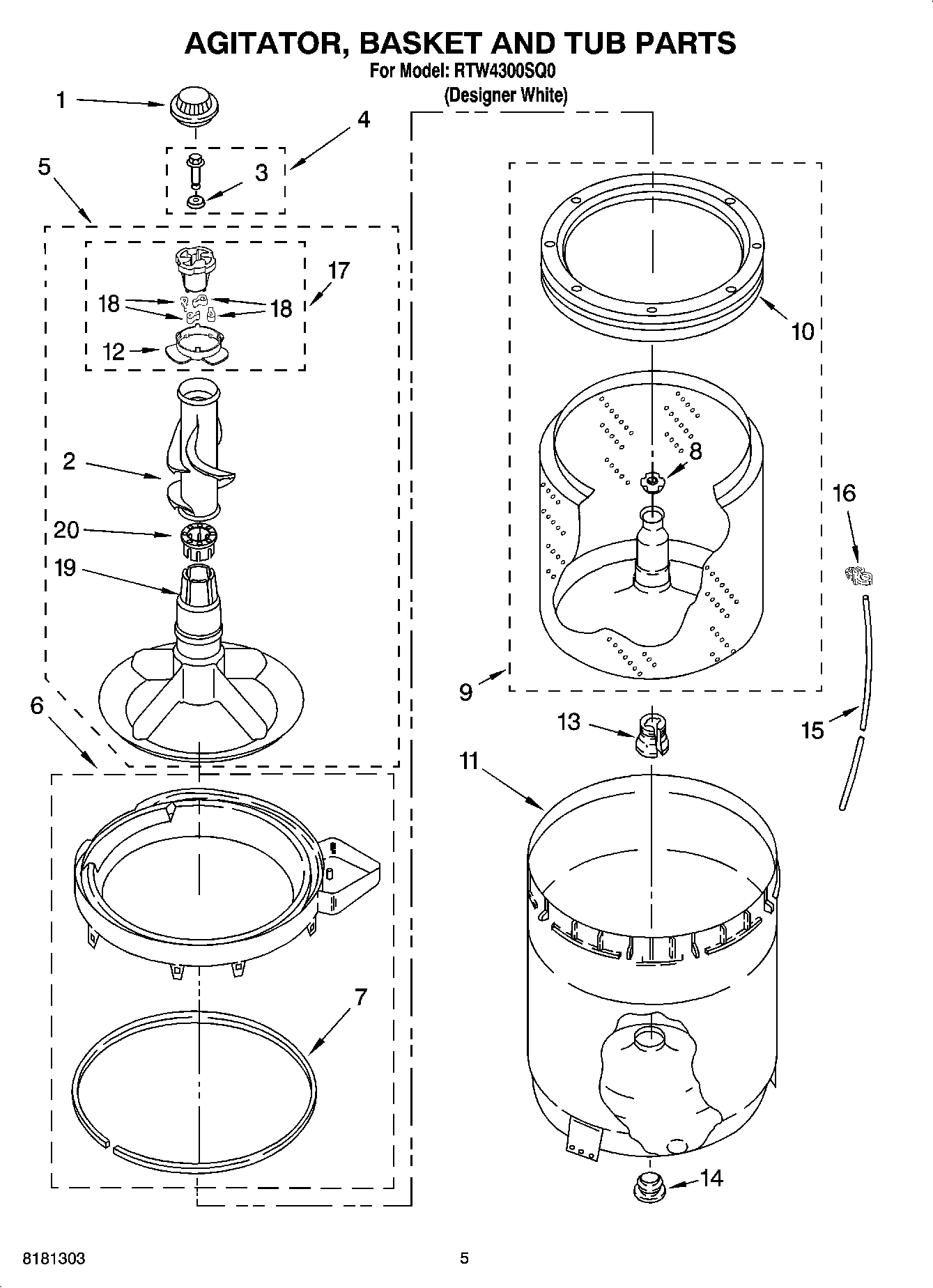 03 - AGITATOR, BASKET AND TUB PARTS