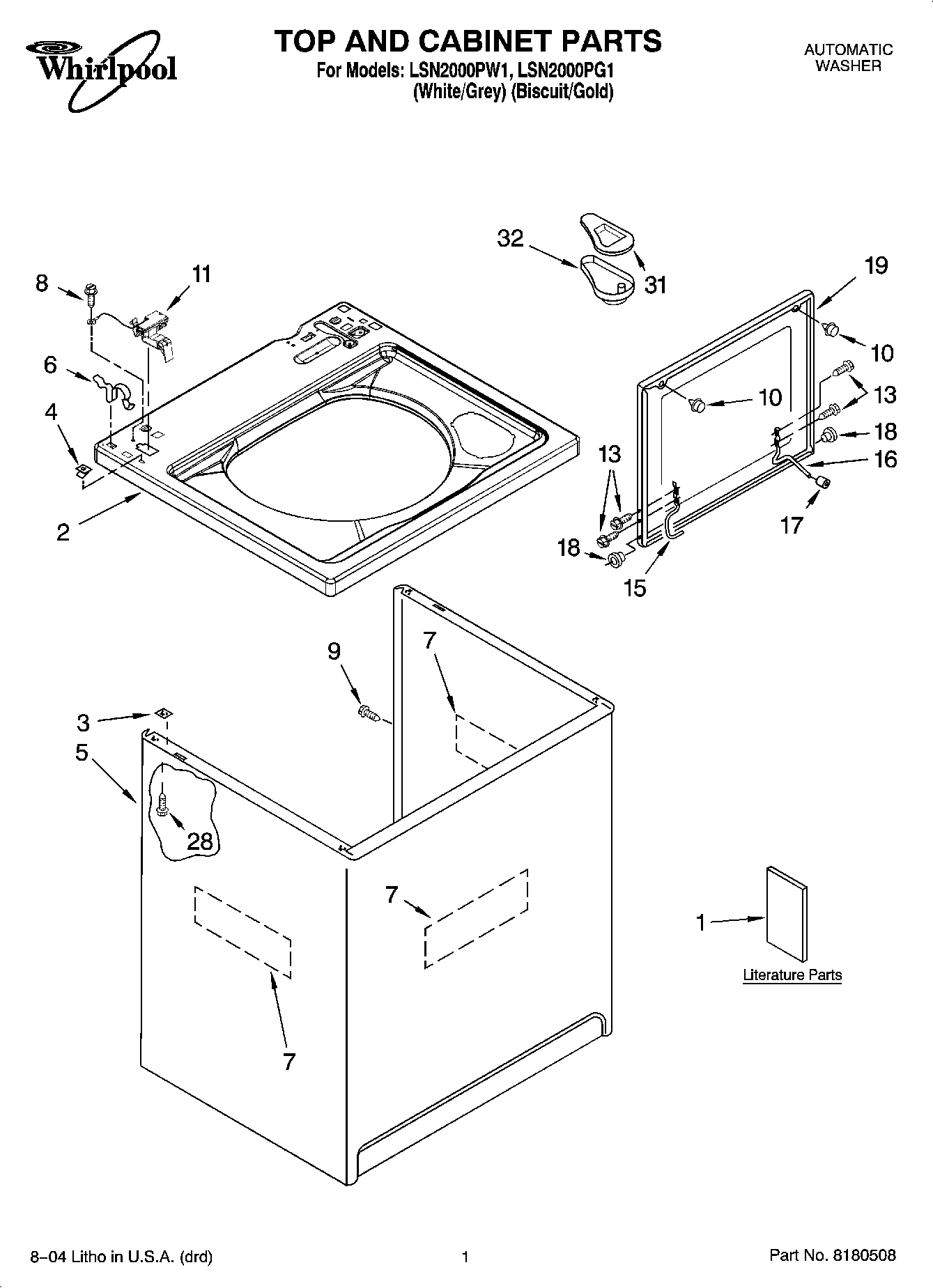 01 - TOP AND CABINET PARTS
