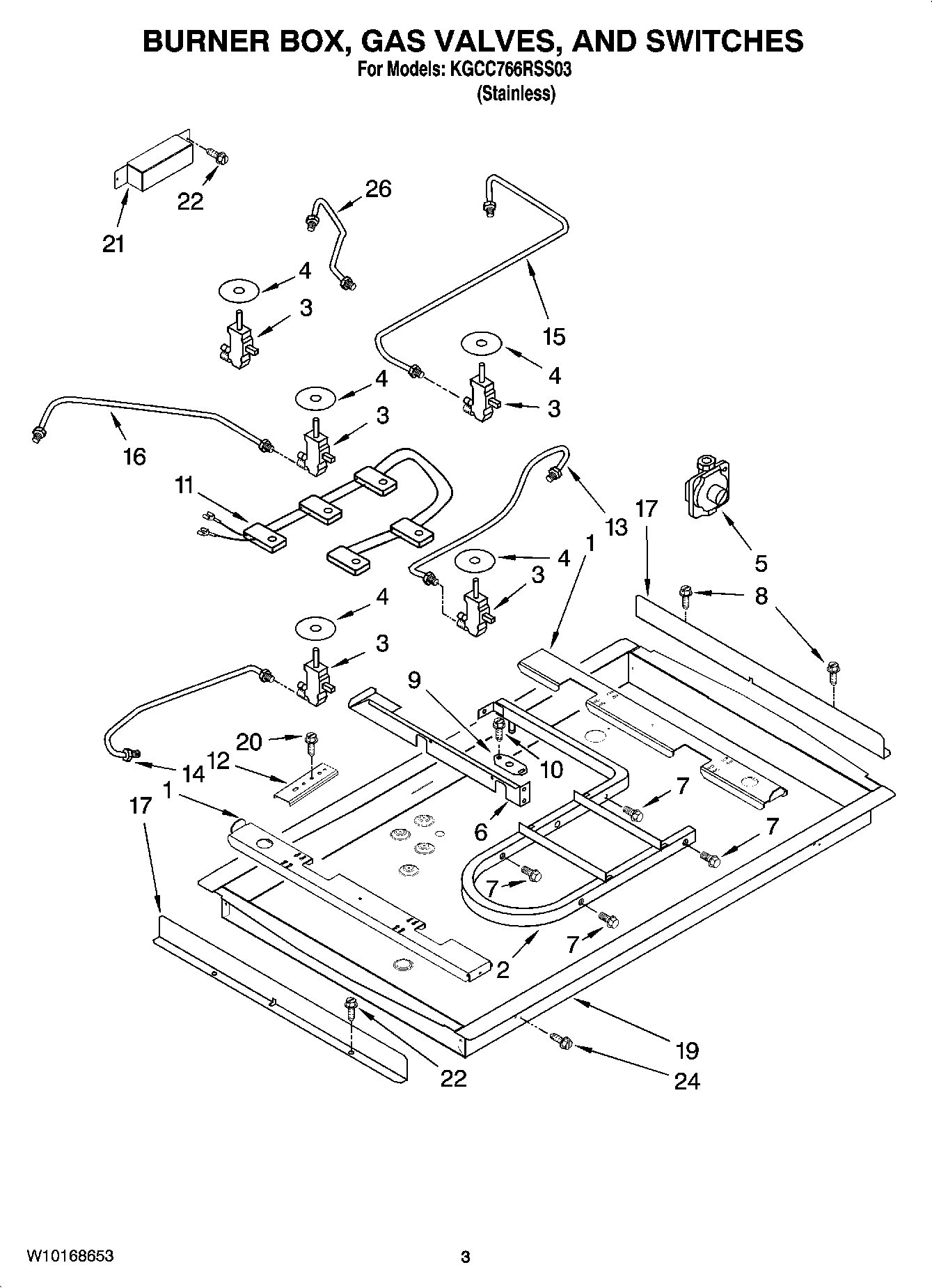 02 - BURNER BOX, GAS VALVES, AND SWITCHES, OPTIONAL PARTS
