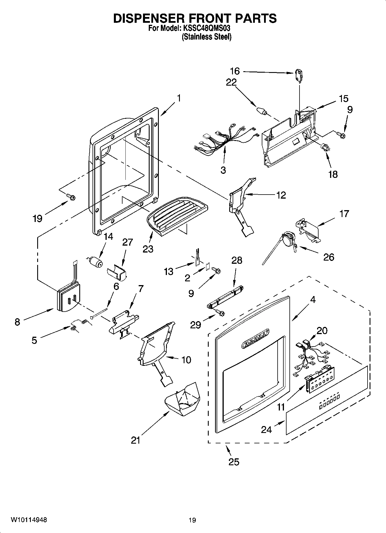 12 - DISPENSER AND FRONT PARTS