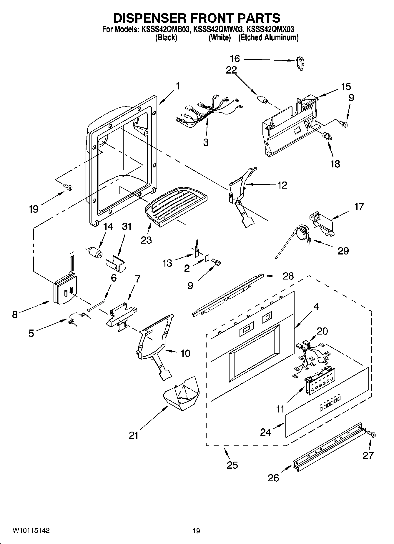 12 - DISPENSER AND FRONT PARTS