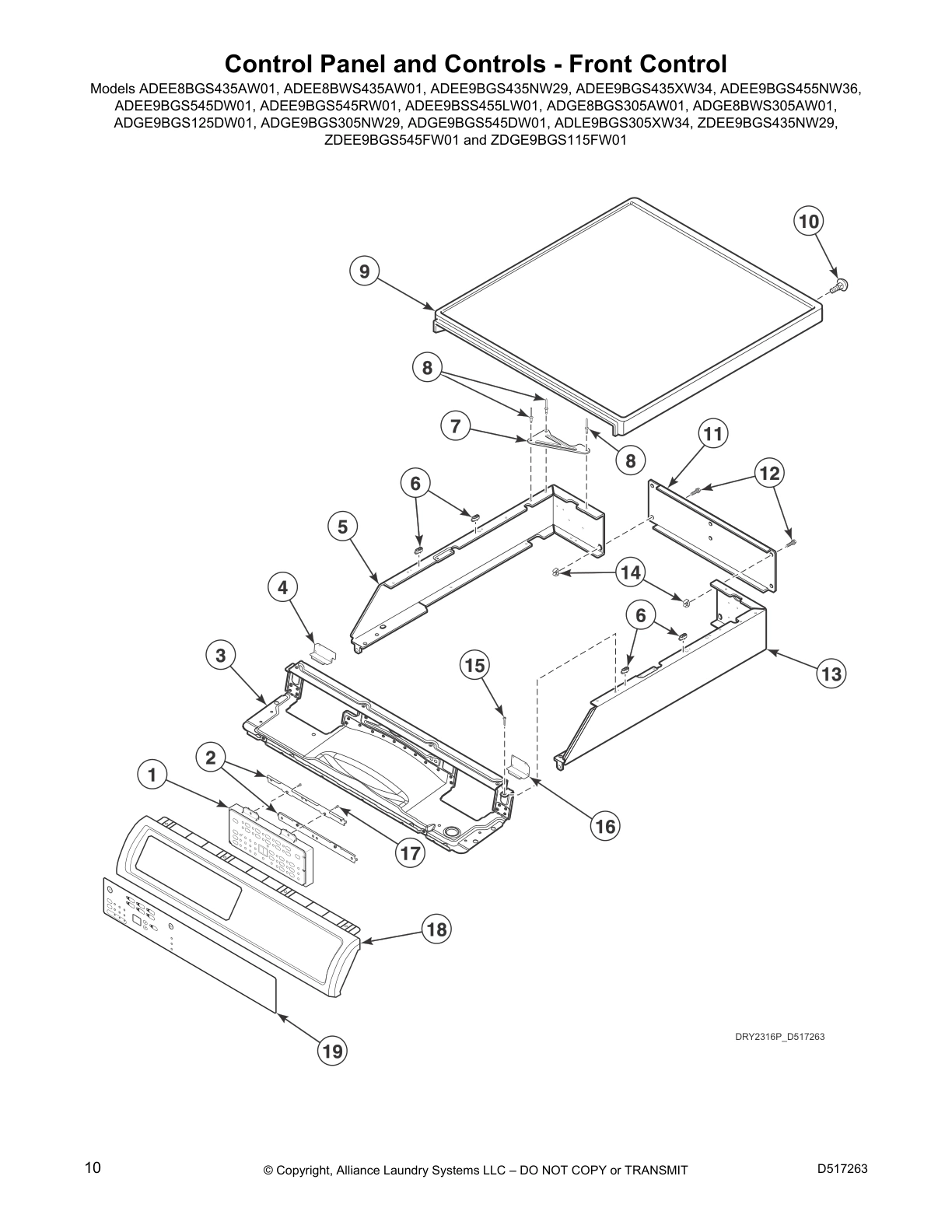 Control Panel and Controls - Front Control