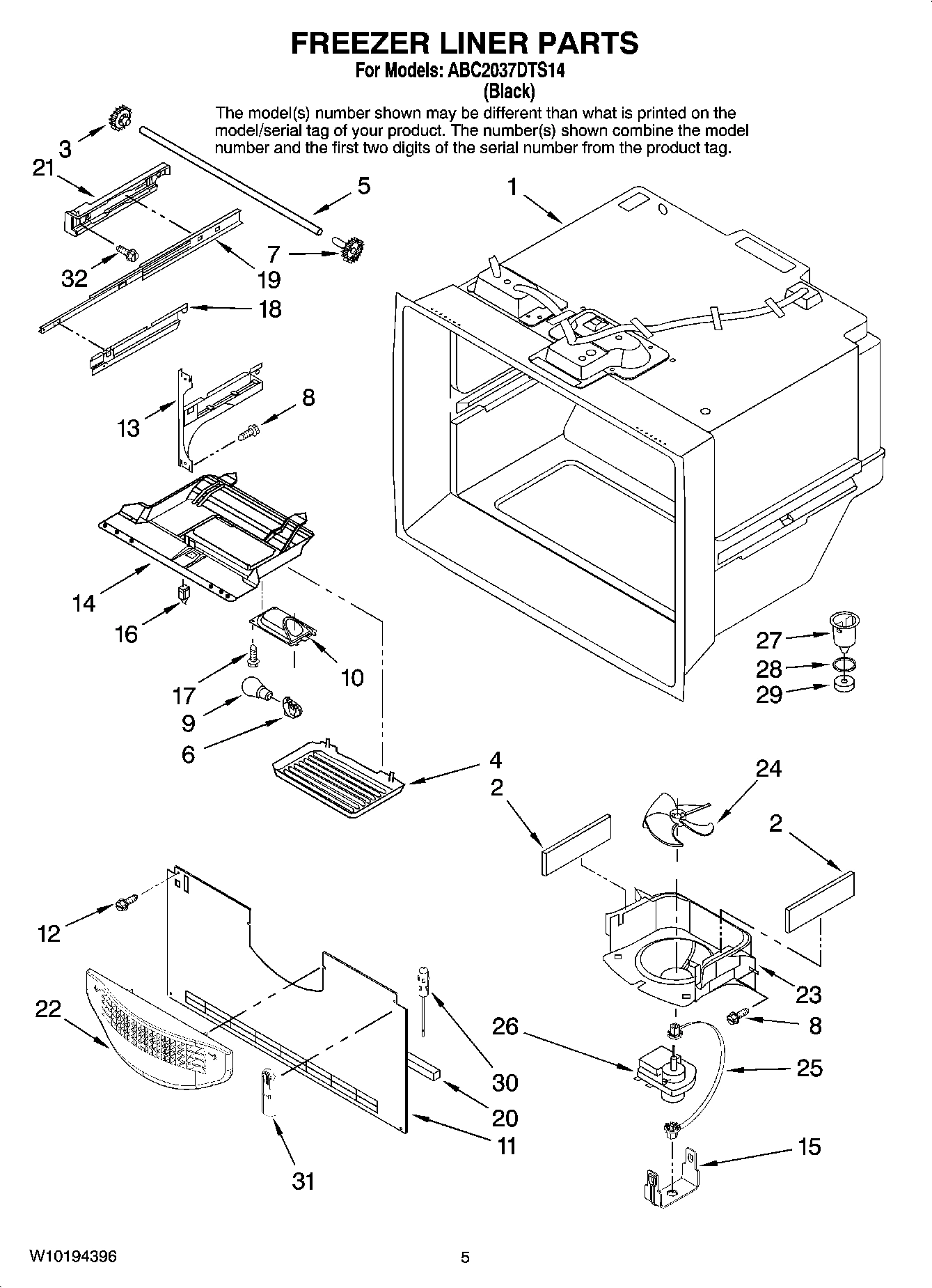 03 - FREEZER LINER PARTS