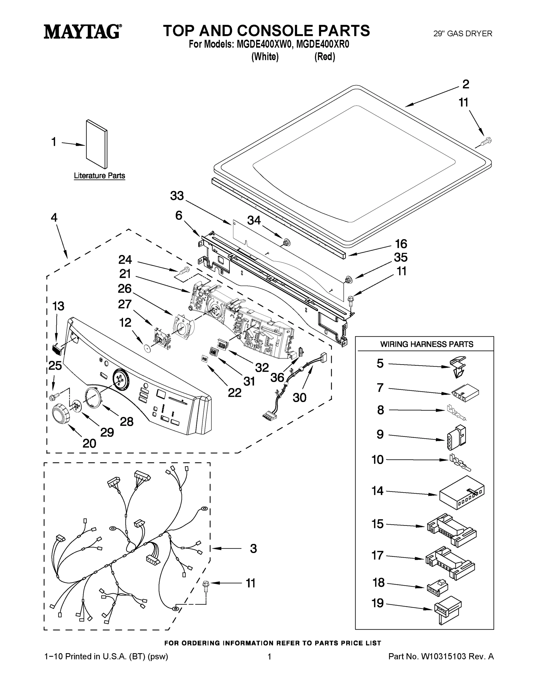 01 - TOP AND CONSOLE PARTS