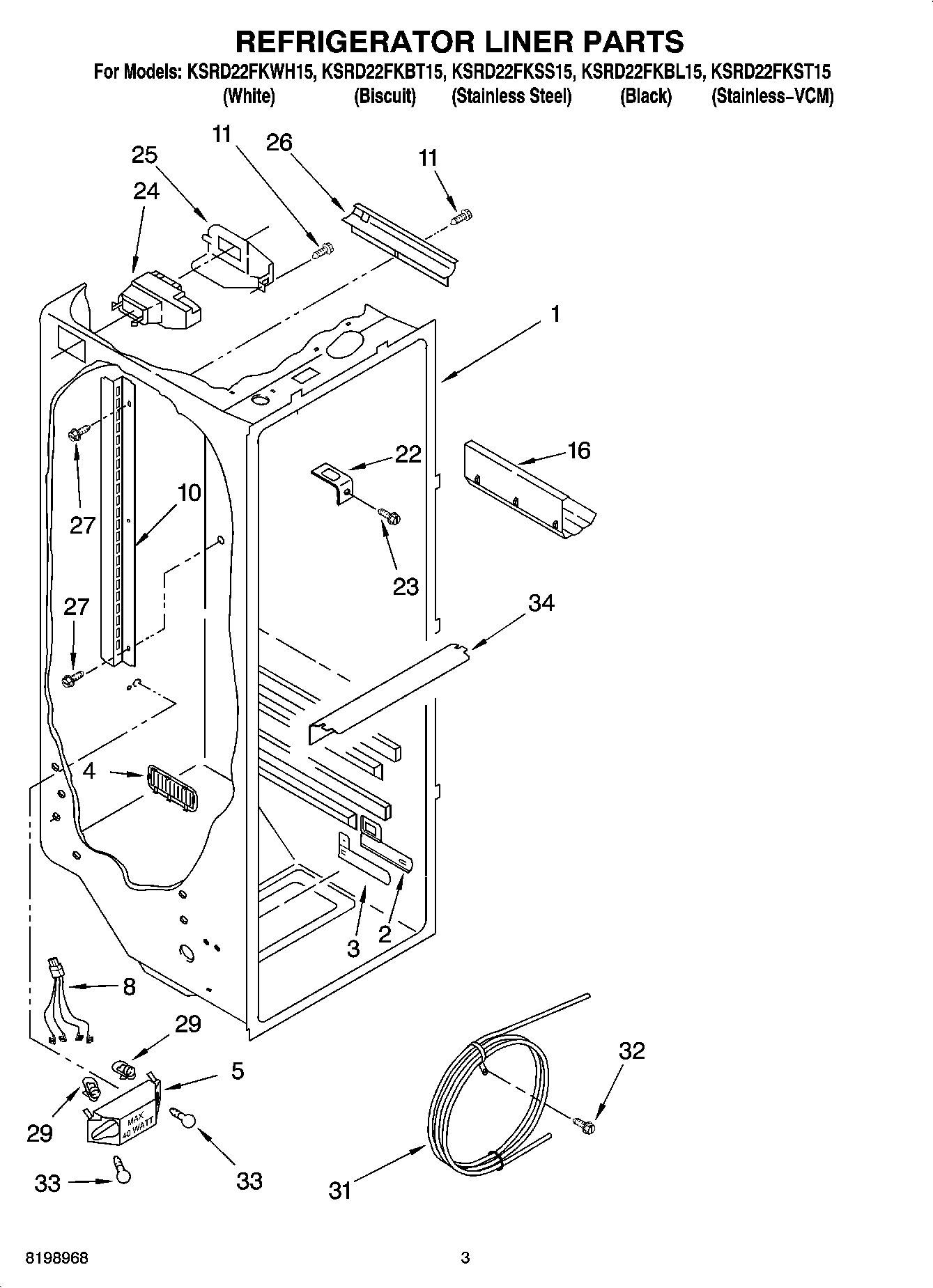 02 - REFRIGERATOR LINER PARTS
