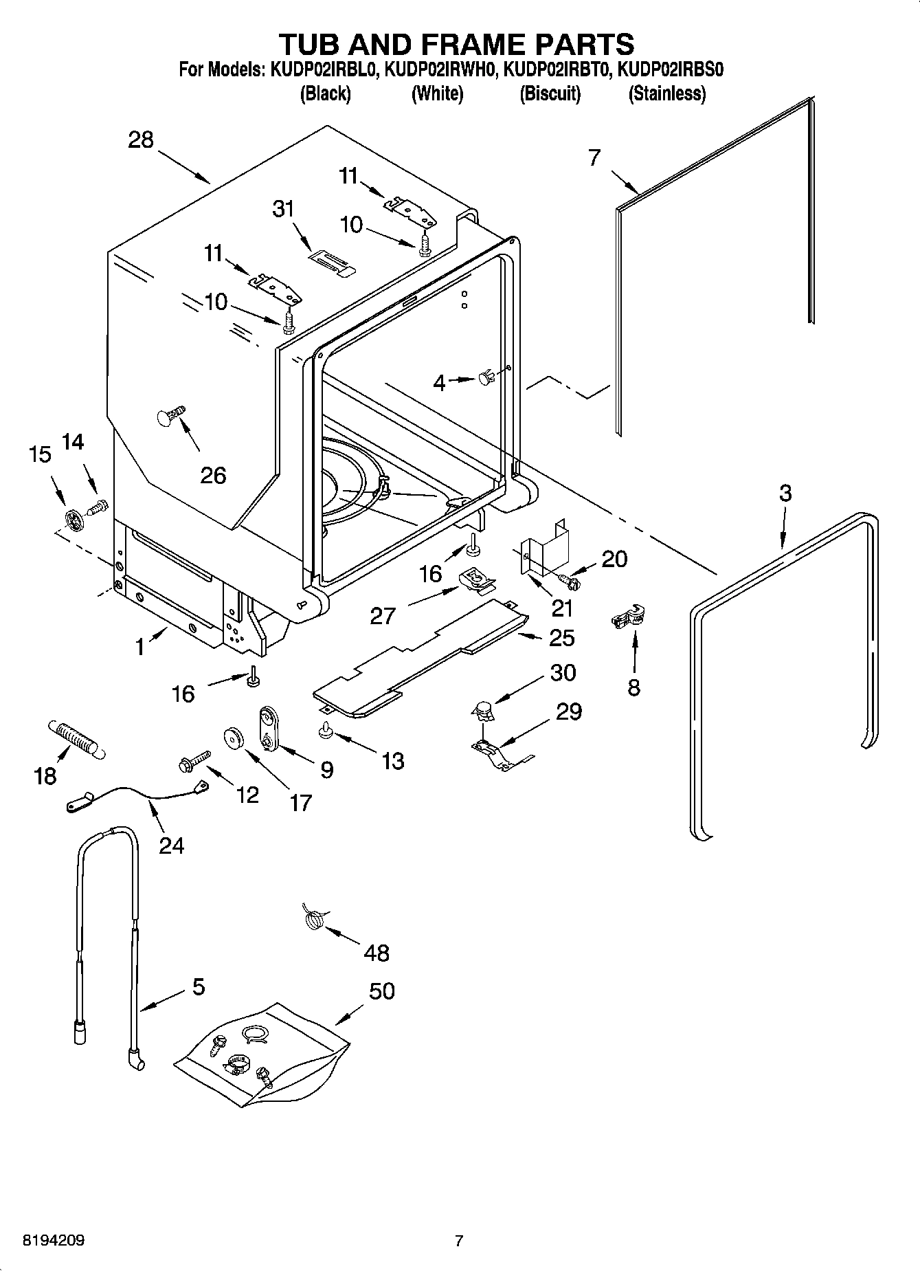 07 - TUB AND FRAME PARTS