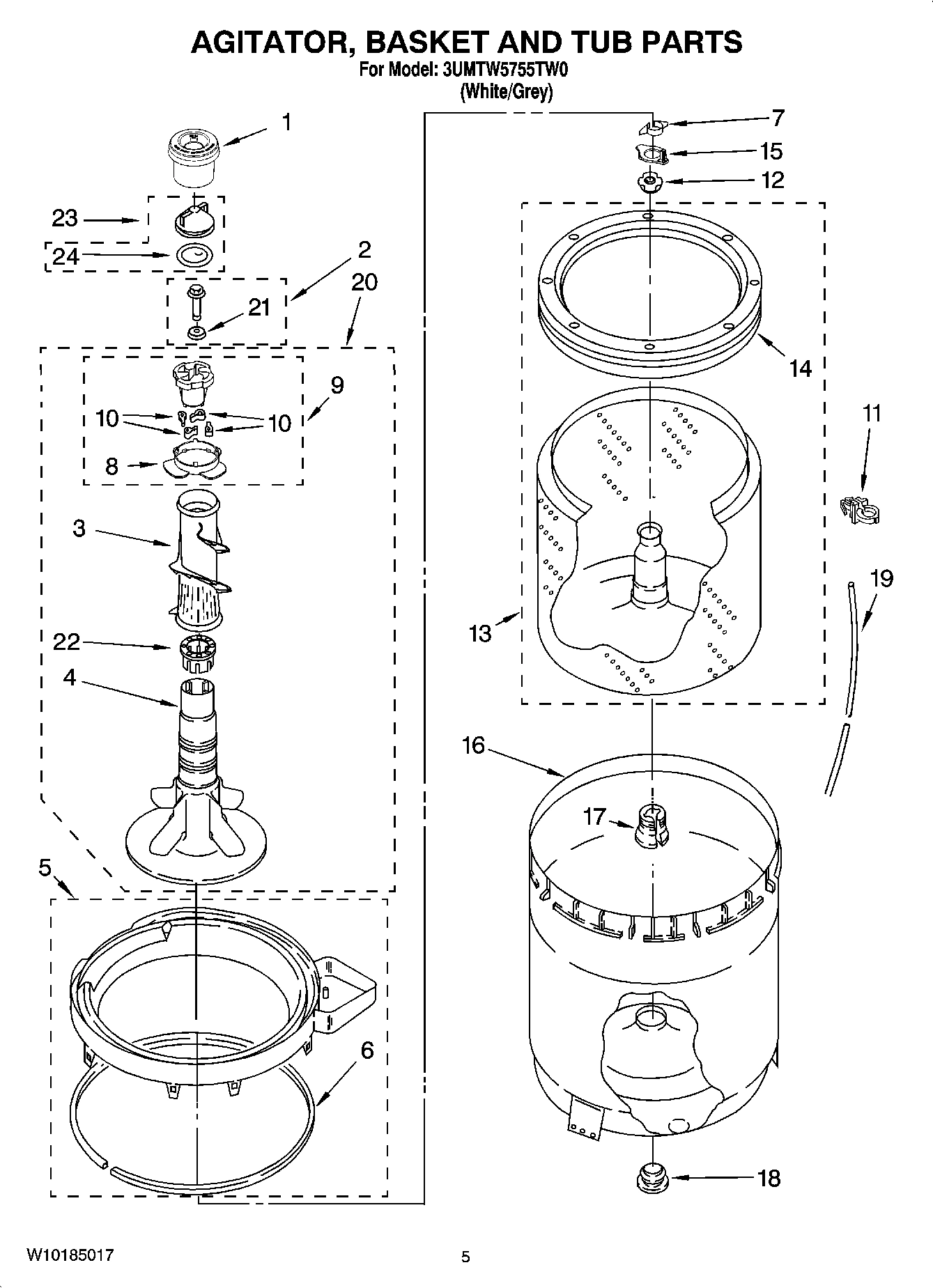 03 - AGITATOR, BASKET AND TUB PARTS