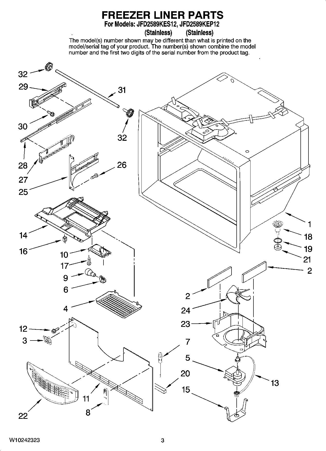 02 - FREEZER LINER PARTS