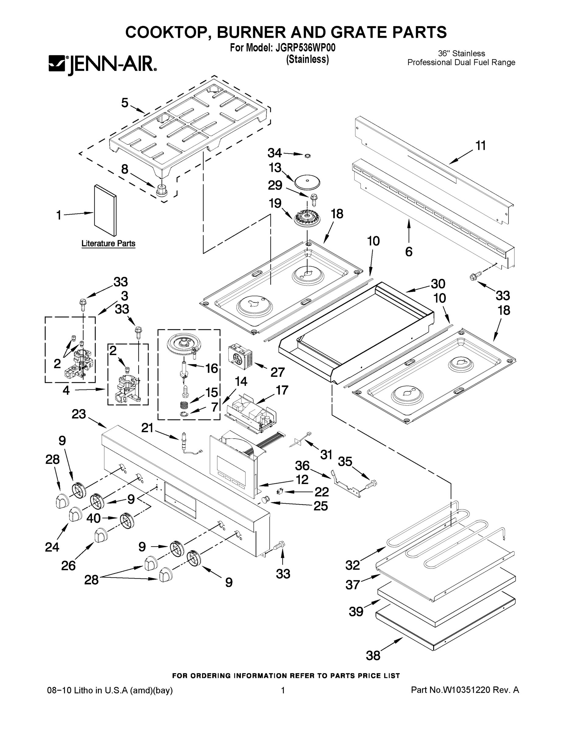 01 - COOKTOP, BURNER AND GRATE PARTS