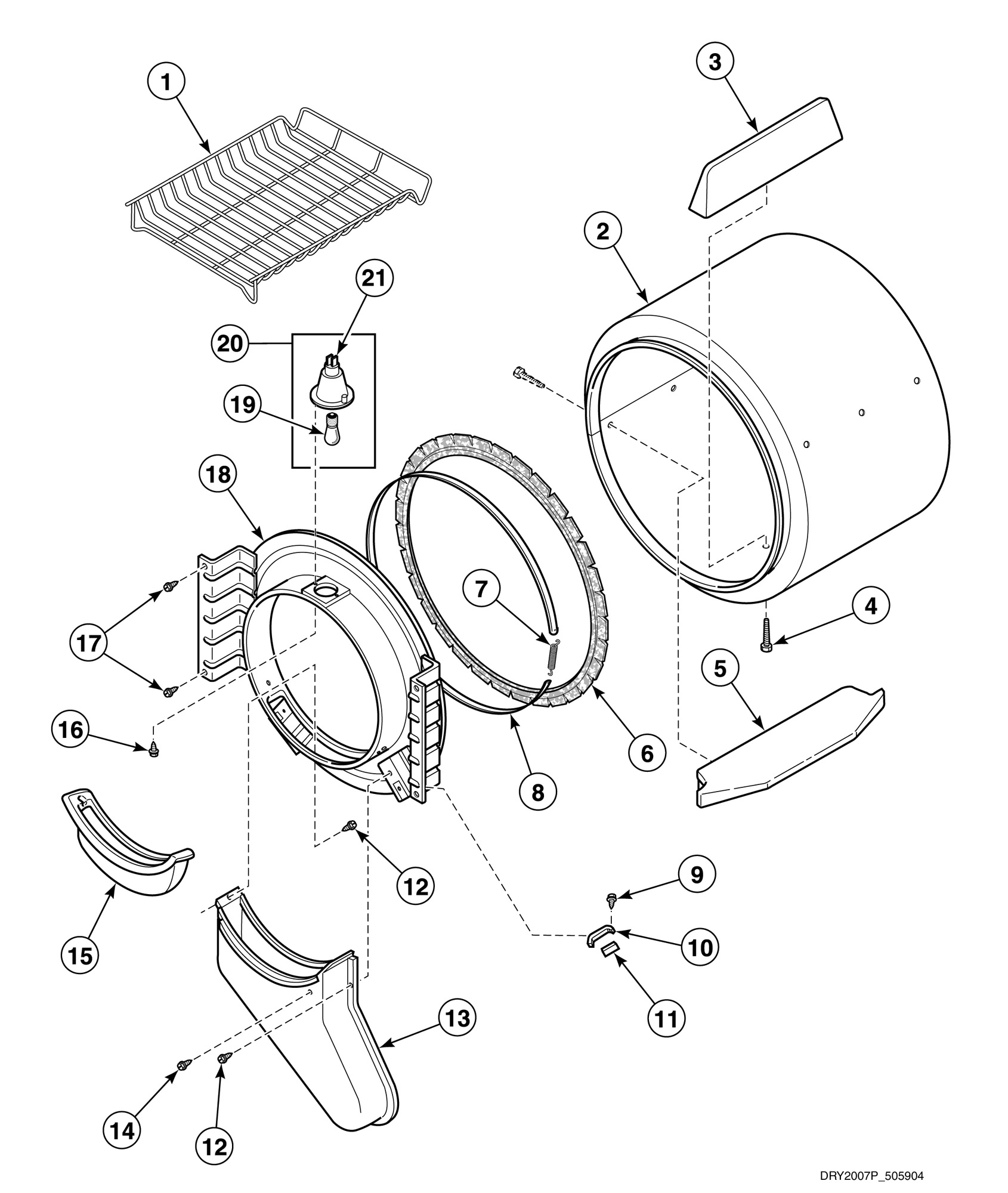Front Bulkhead, Air Duct, Felt Seal and Cylinder