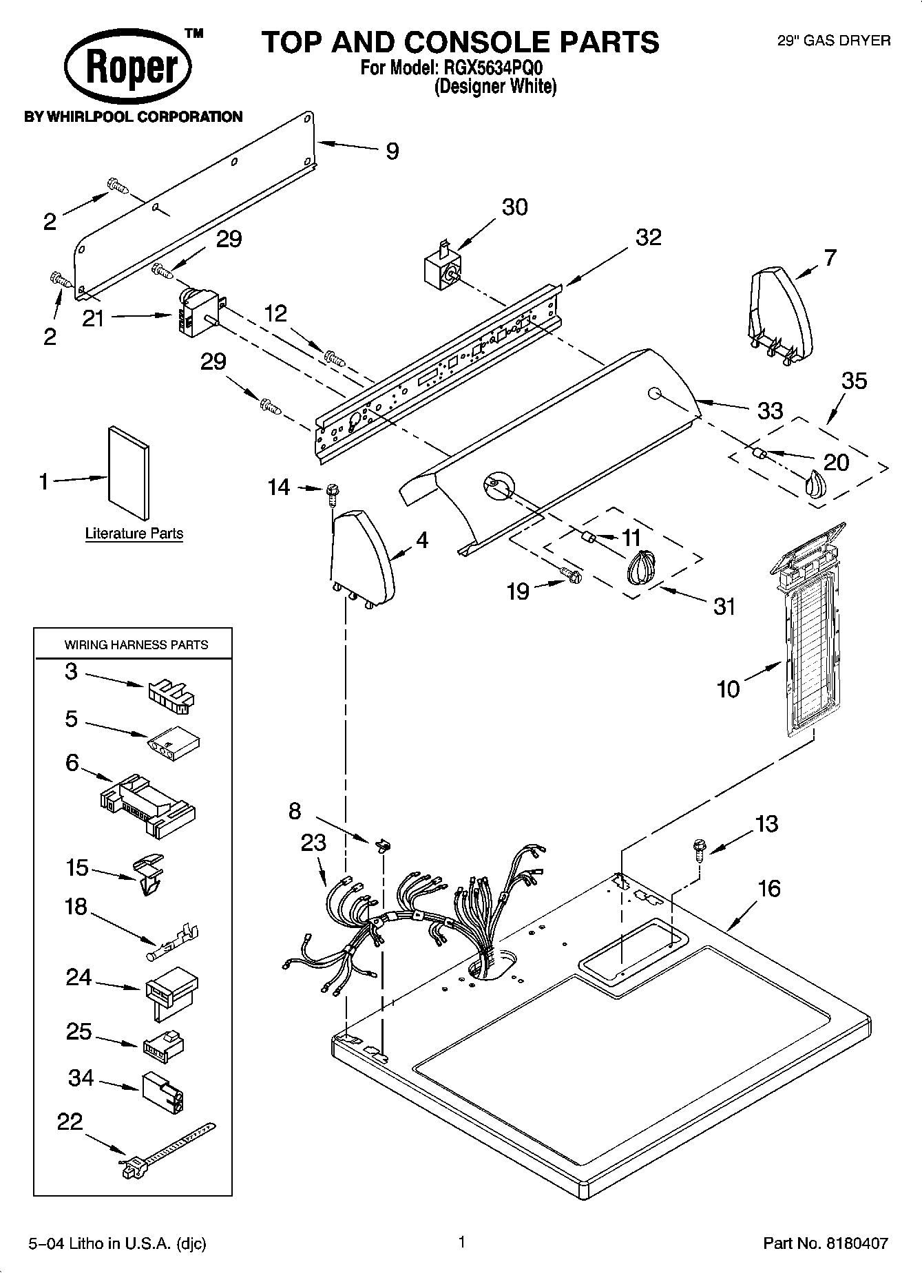 01 - TOP AND CONSOLE PARTS AND OPTIONAL PARTS (NOT INCLUDED)
