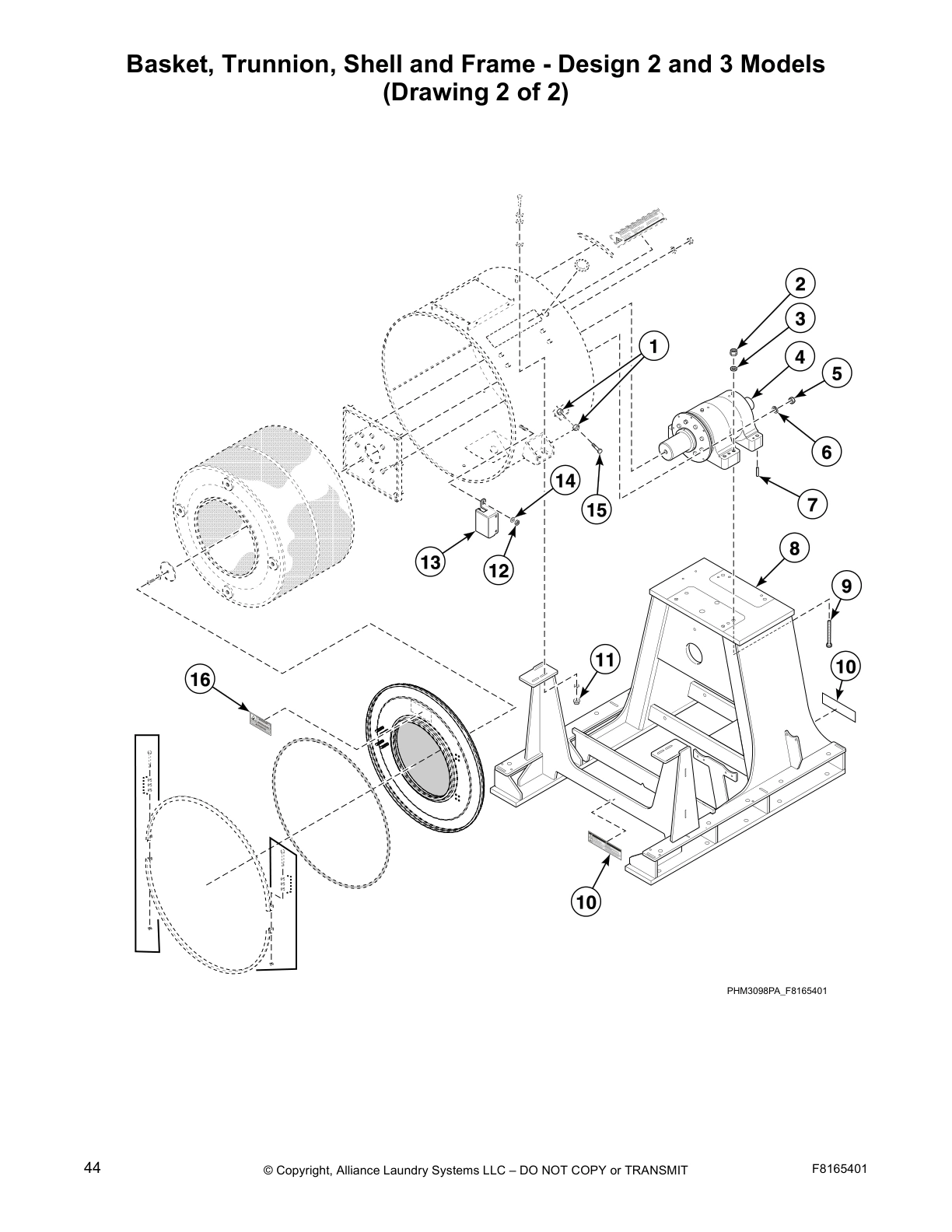 Basket, Trunnion, Shell and Frame - Design 2 and 3 Models 
(Drawing 2 of 2)