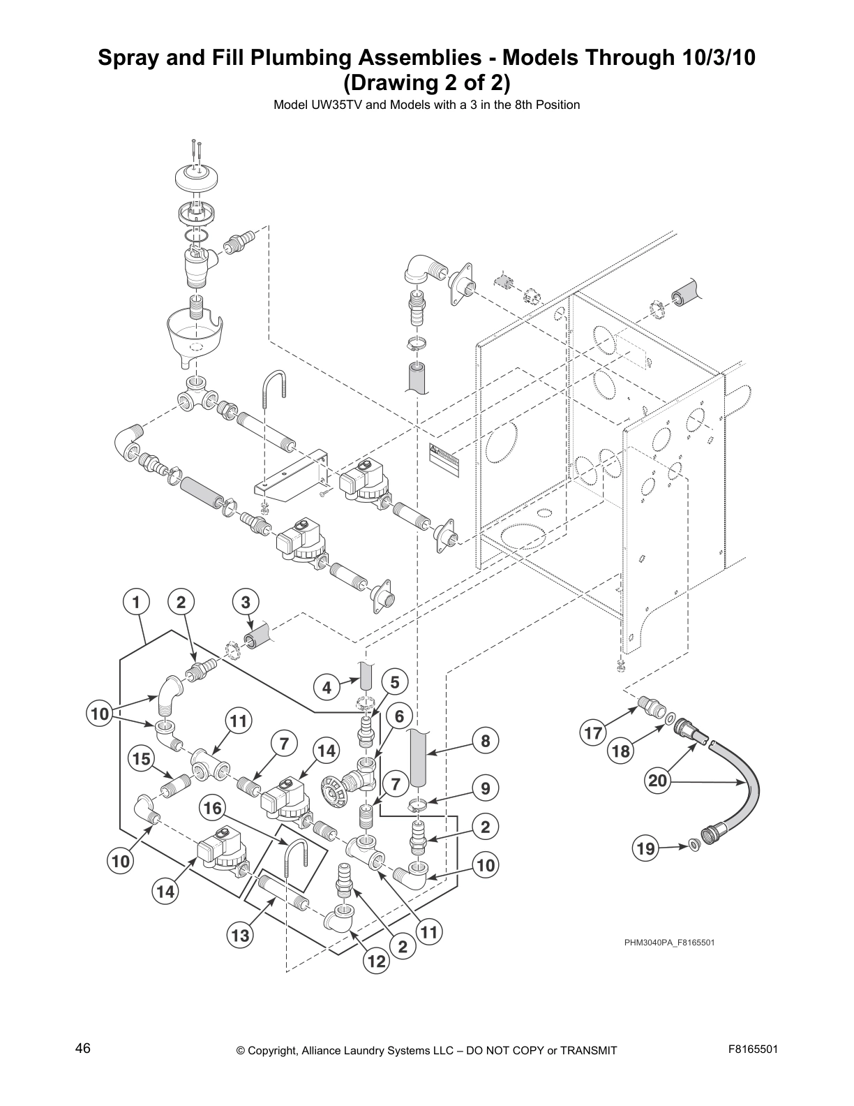 Spray and Fill Plumbing Assemblies - Models Through 10/3/10
(Drawing 2 of 2)