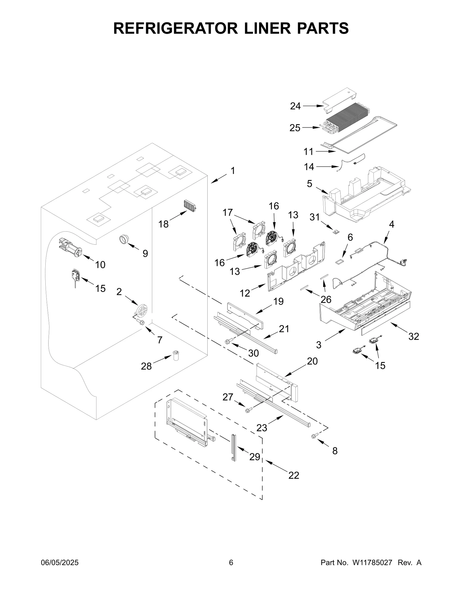 REFRIGERATOR LINER PARTS