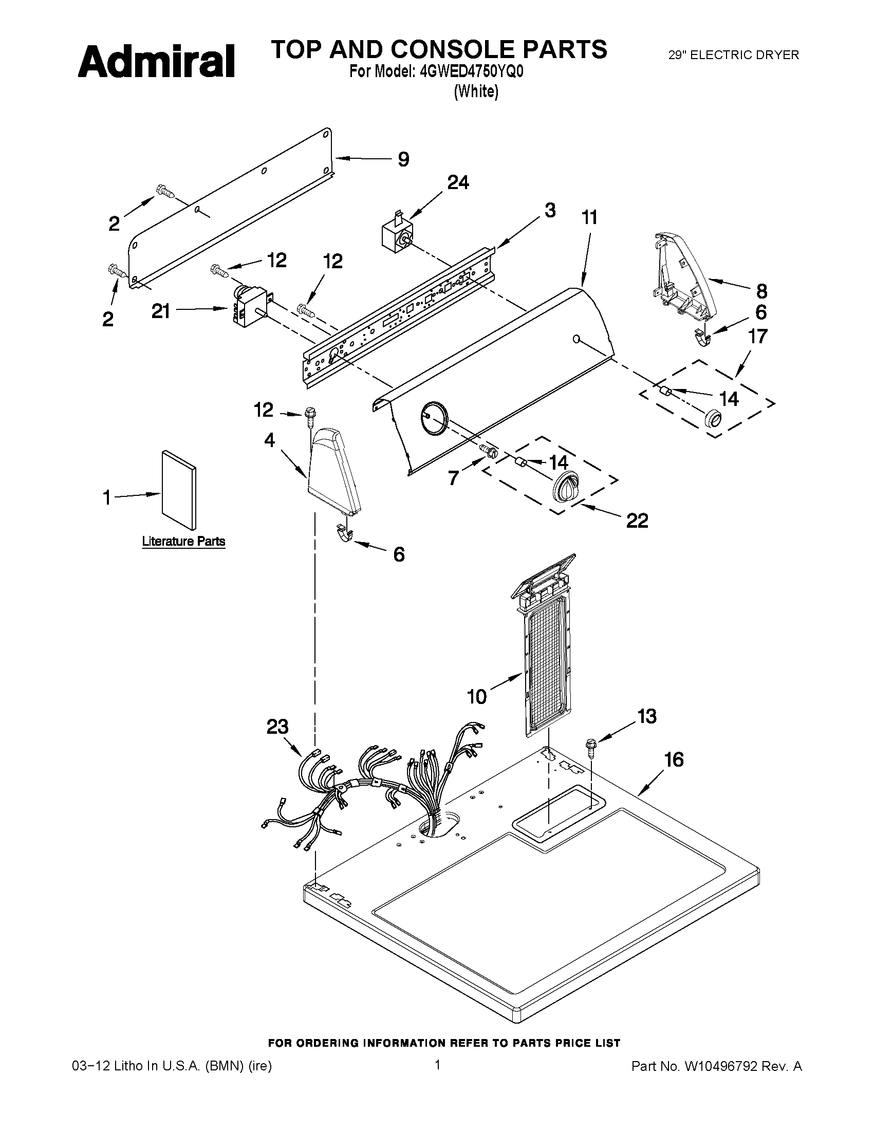 01 - TOP AND CONSOLE PARTS