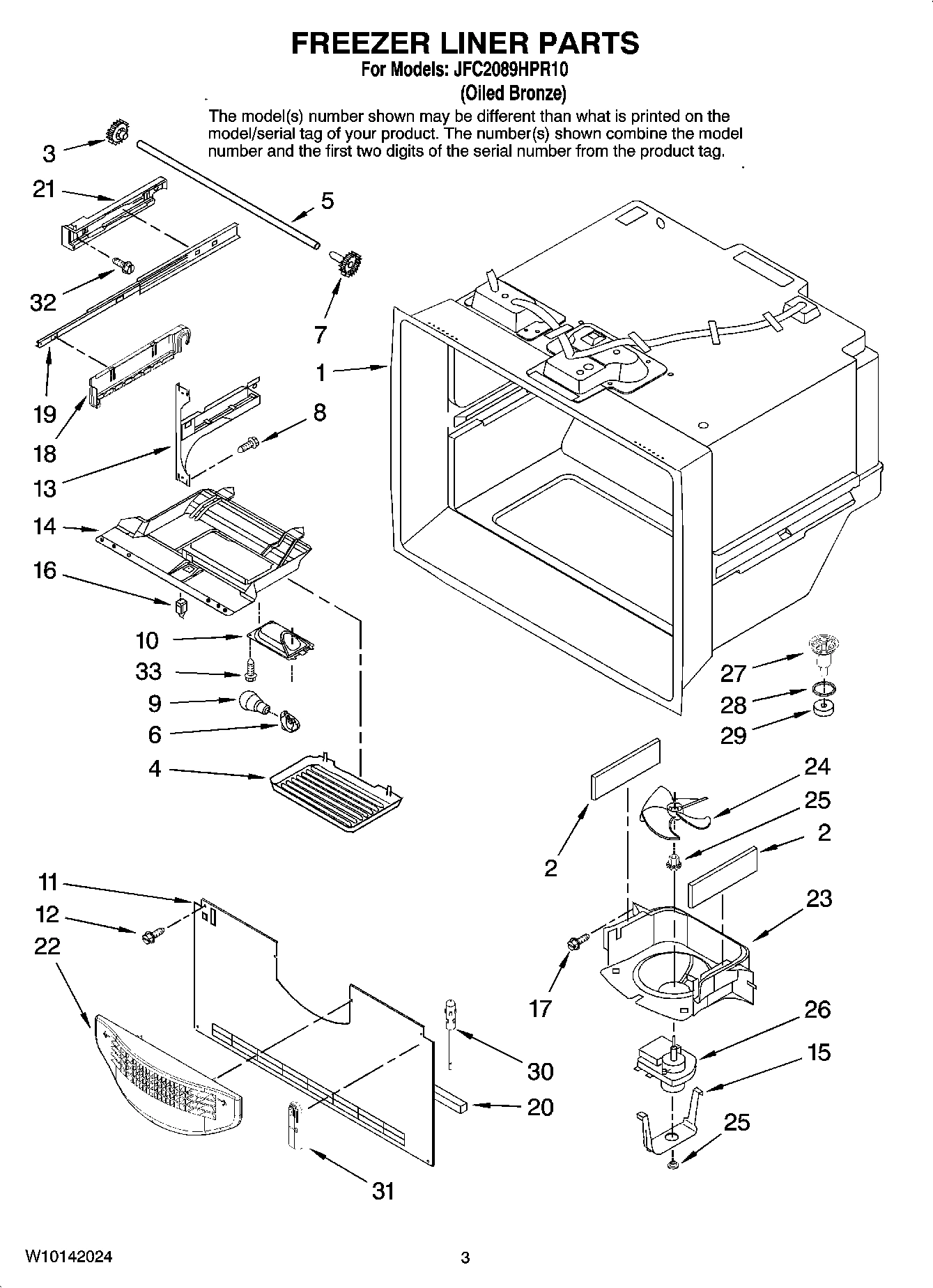 02 - FREEZER LINER PARTS