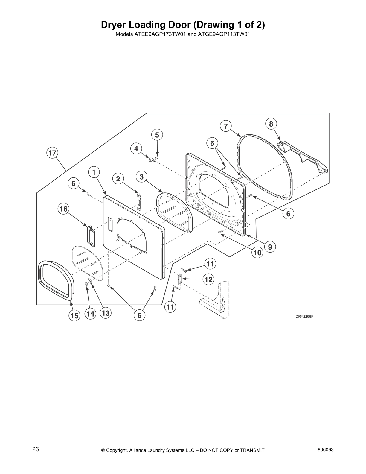 Dryer Loading Door (Drawing 1 of 2)