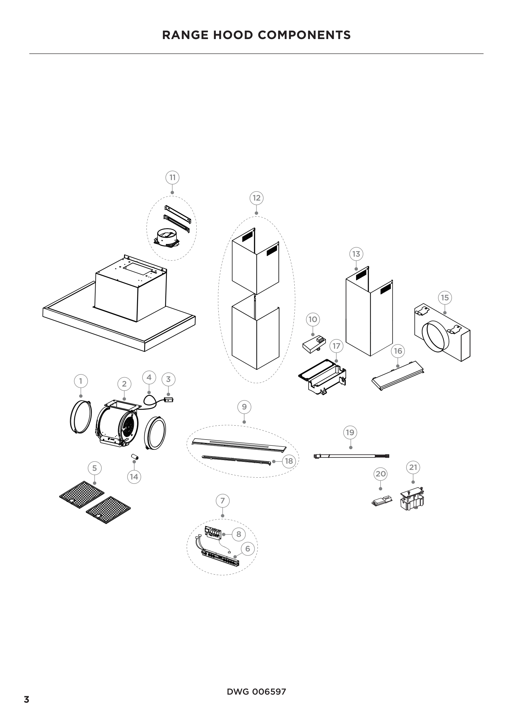 RANGE HOOD COMPONENTS