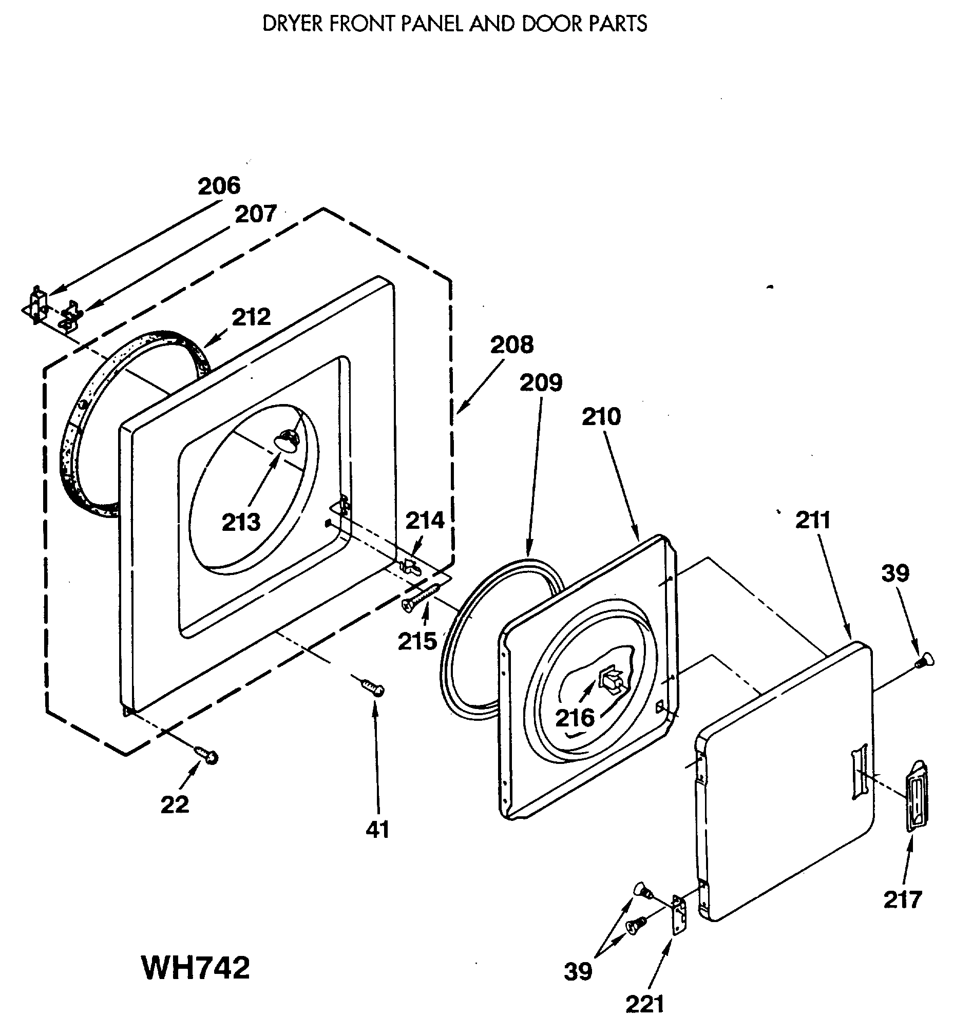 DRYER FRONT PANEL AND DOOR PARTS