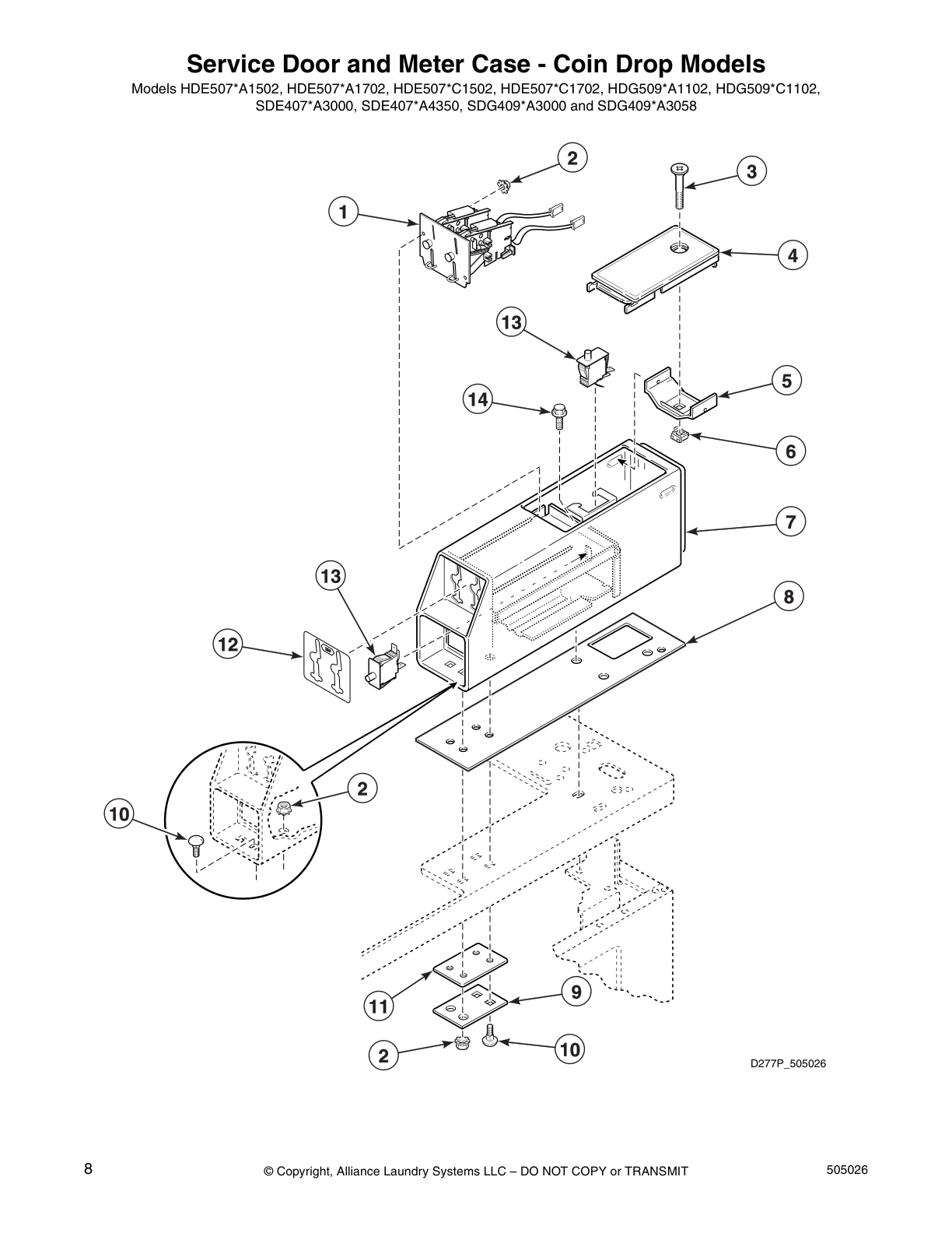 Service Door and Meter Case - Coin Drop Models