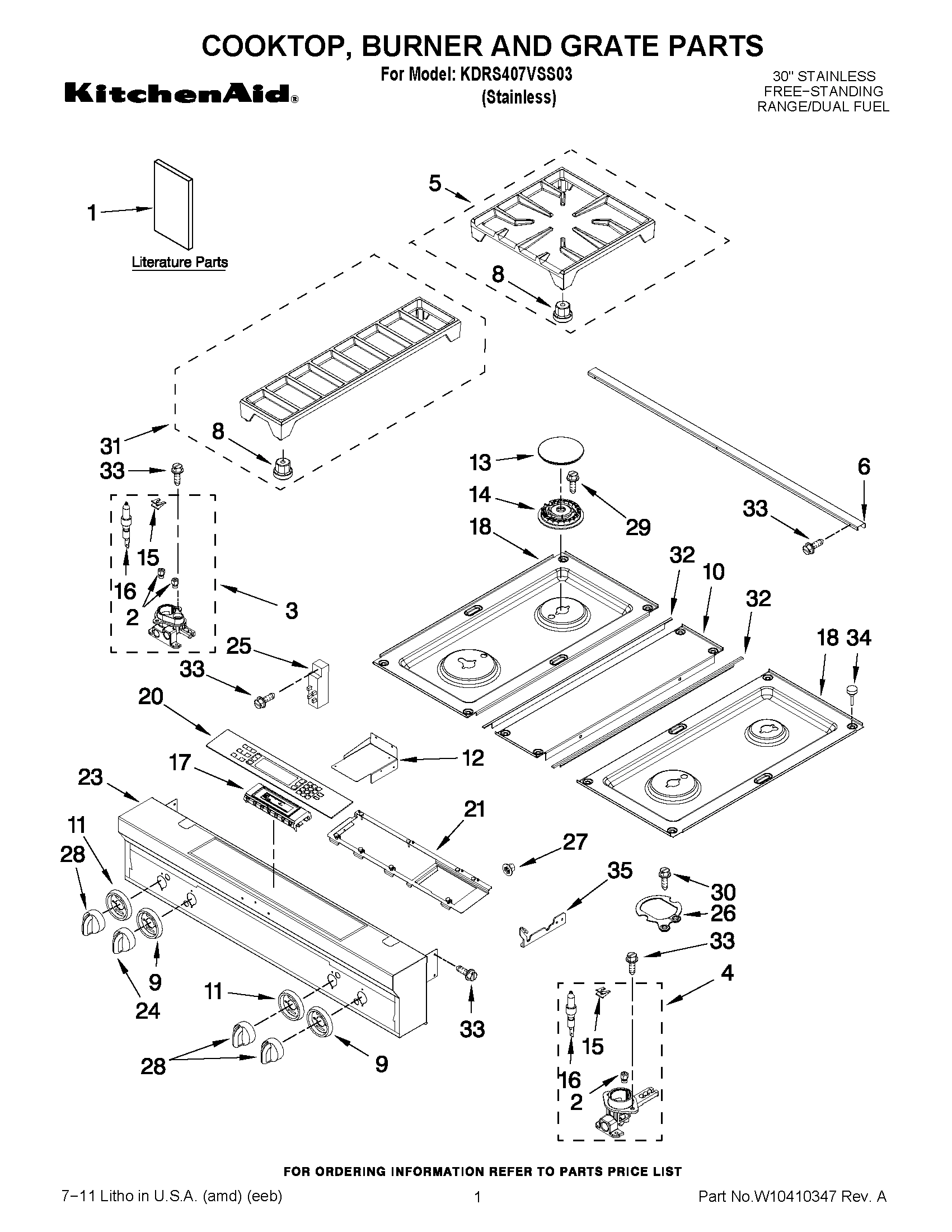 01 - COOKTOP, BURNER AND GRATE PARTS