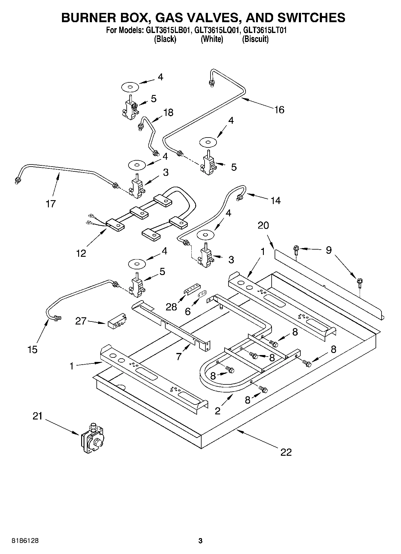 02 - BURNER BOX, GAS VALVES, AND SWITCHES