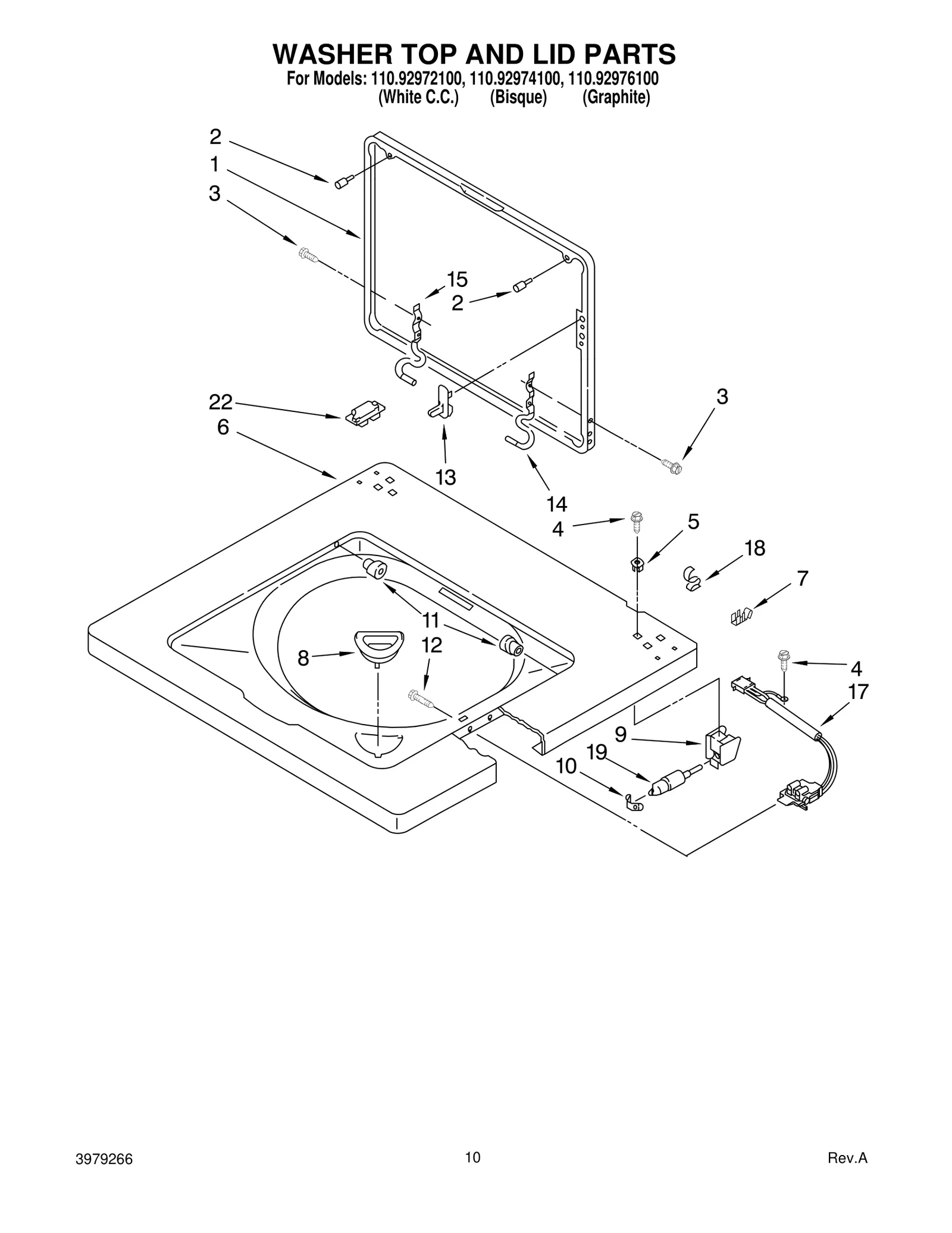 WASHER TOP AND LID PARTS