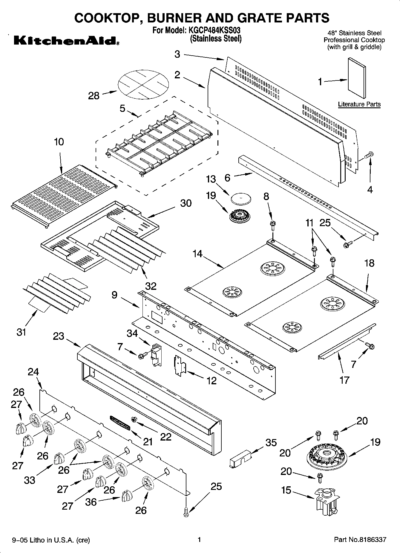 01 - COOKTOP, BURNER AND GRATE PARTS