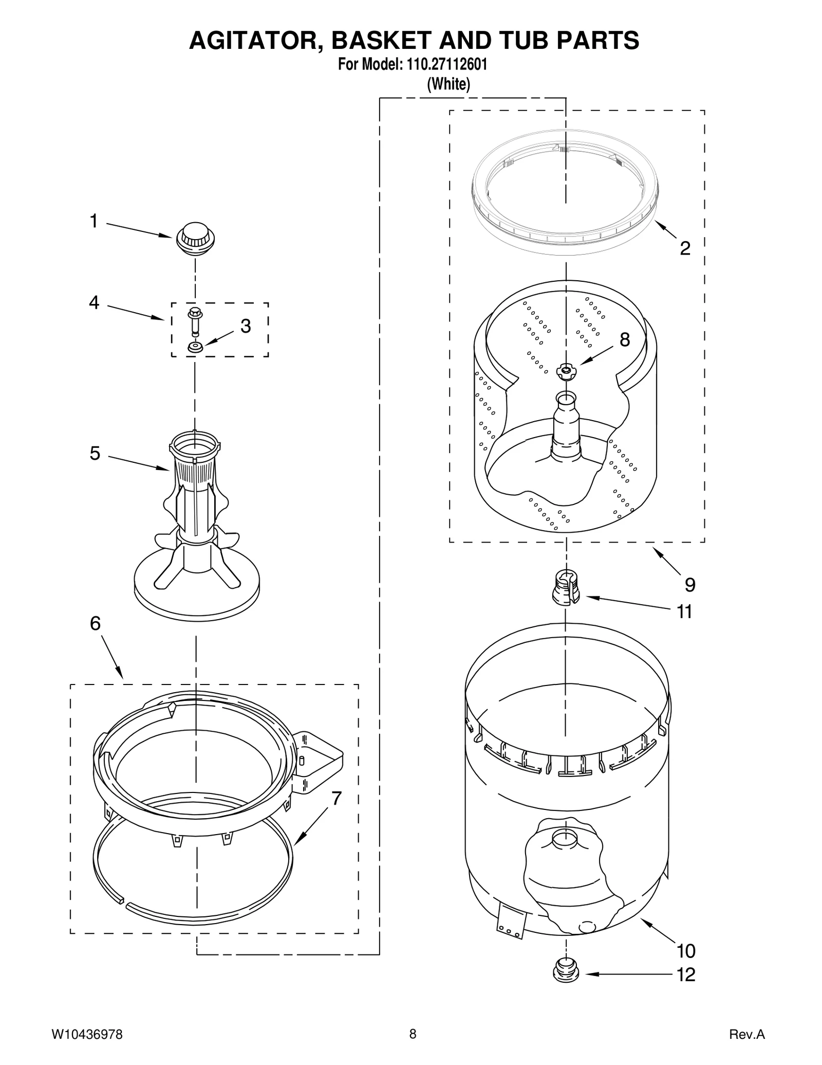 AGITATOR, BASKET AND TUB PARTS