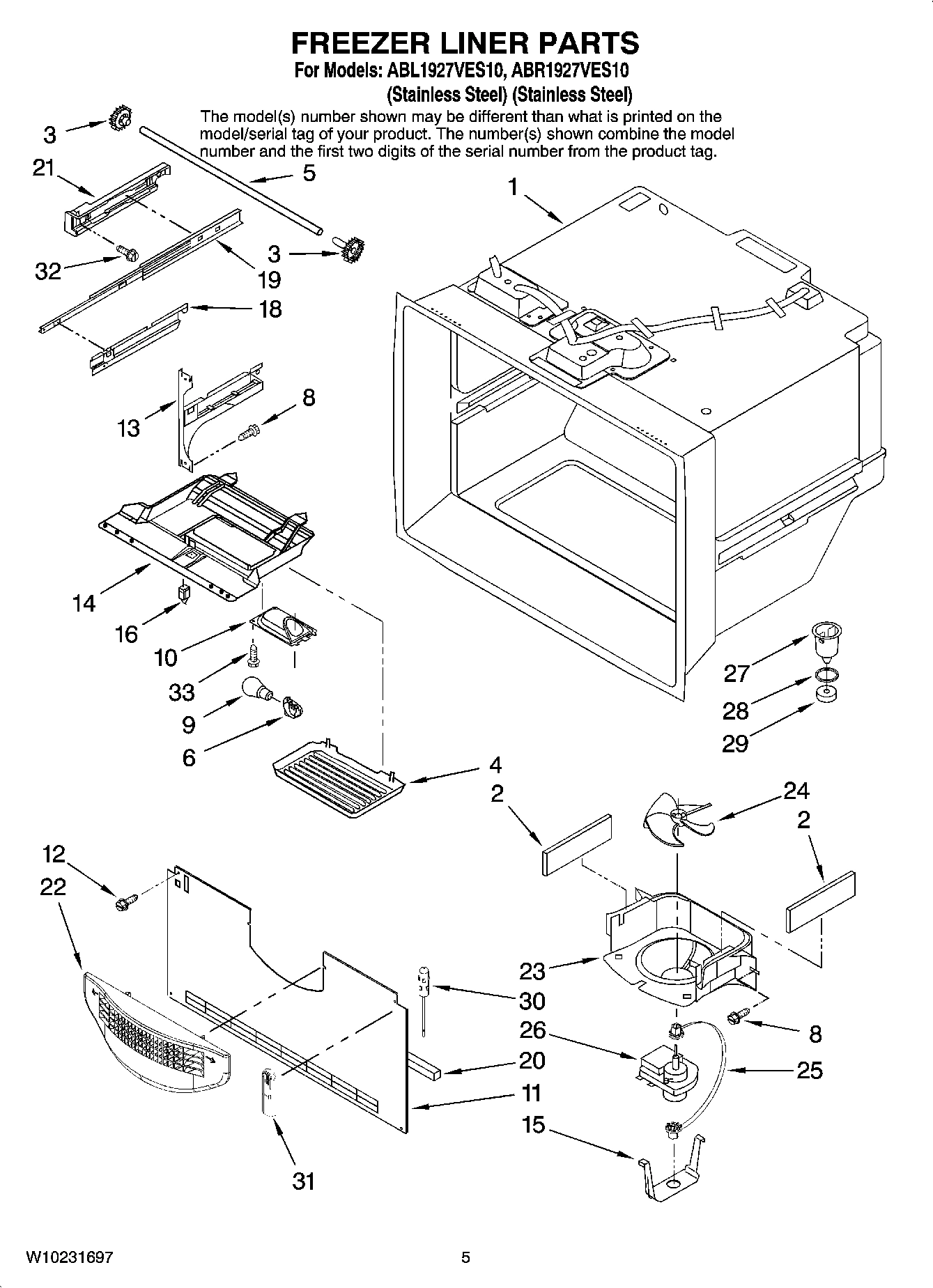03 - FREEZER LINER PARTS