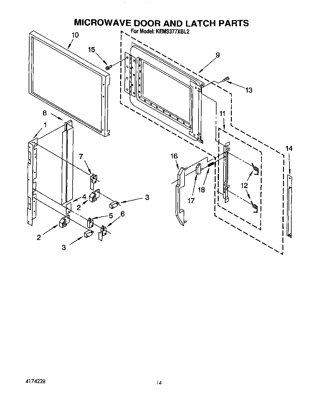 11 - MICROWAVE DOOR AND LATCH