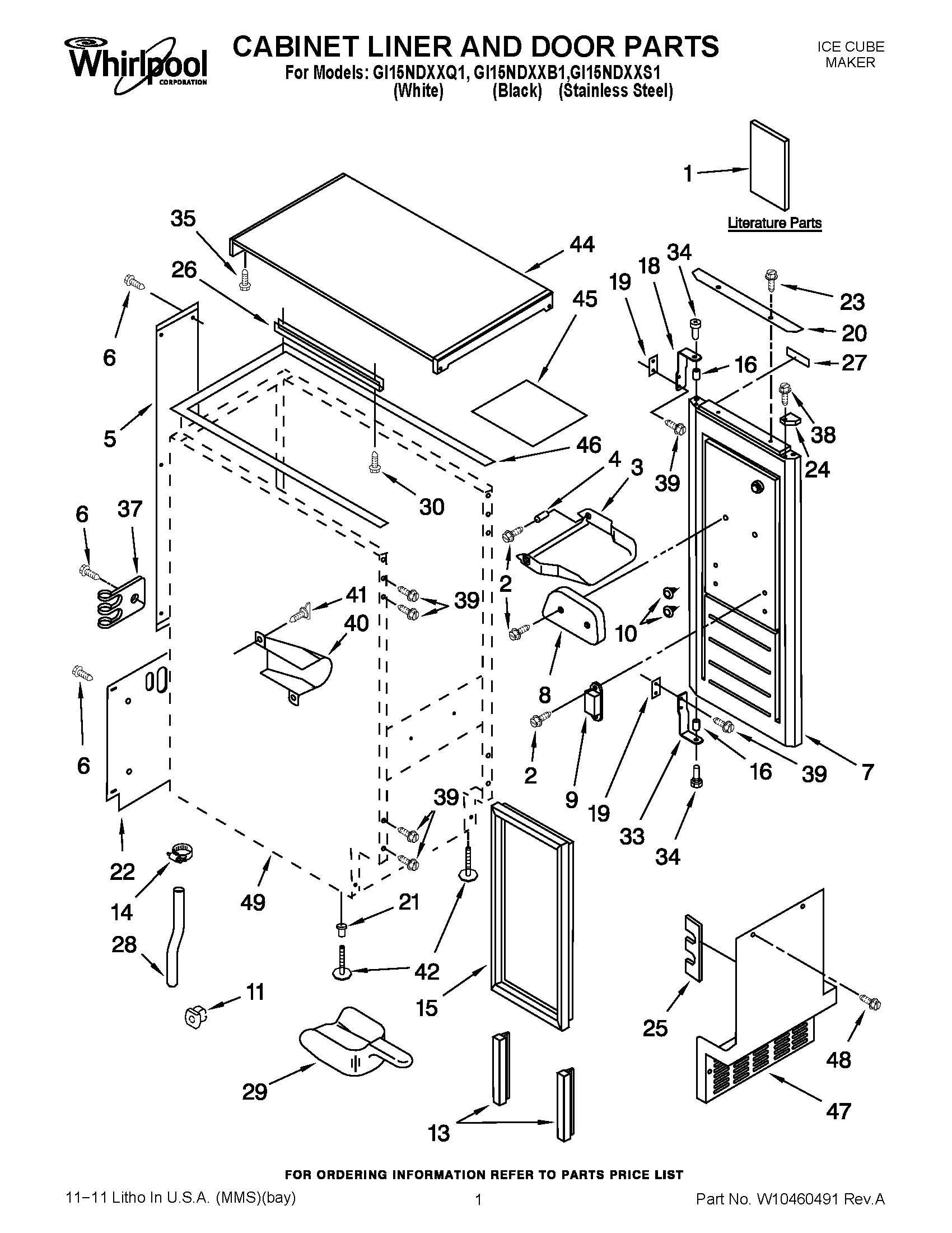 01 - CABINET LINER AND DOOR PARTS