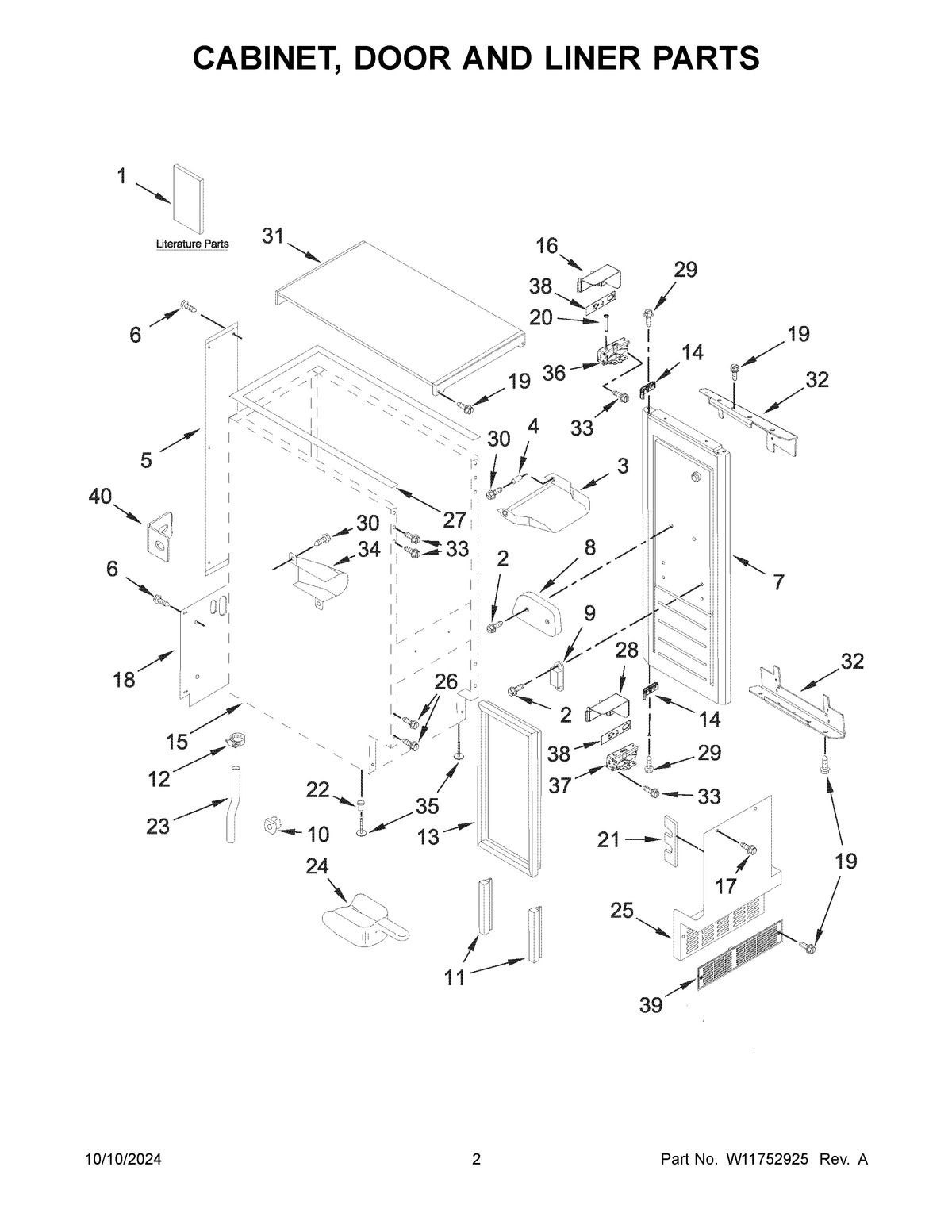 02 - CABINET, DOOR AND LINER PARTS