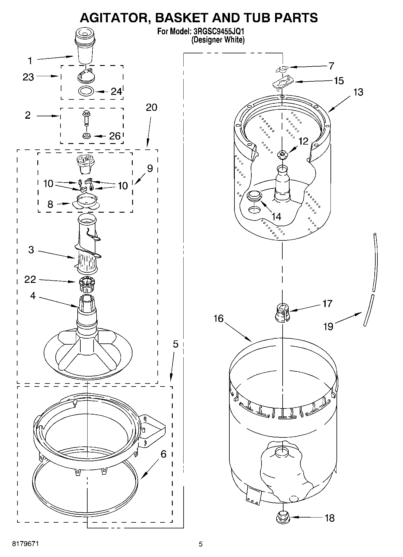 03 - AGITATOR, BASKET AND TUB PARTS