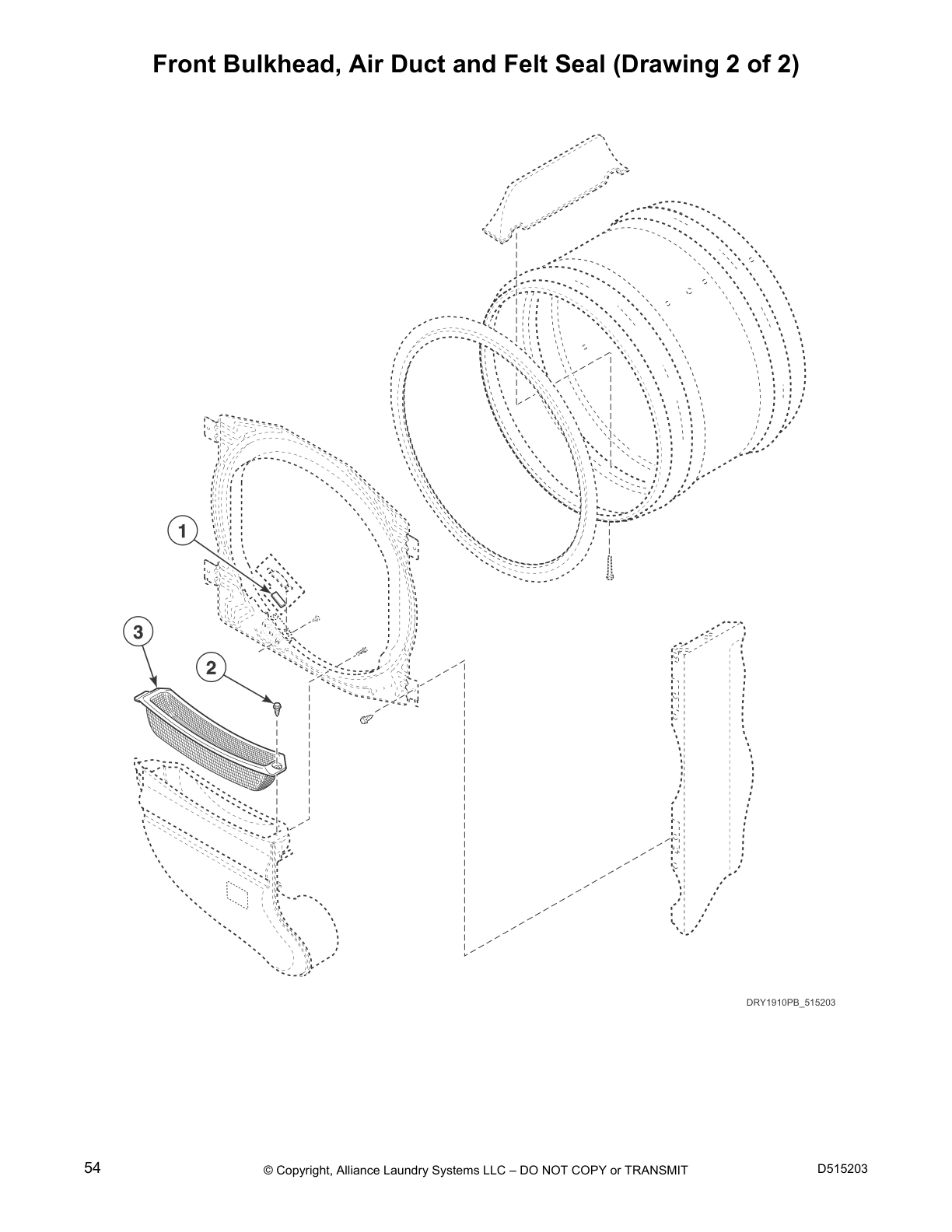 Front Bulkhead, Air Duct and Felt Seal (Drawing 2 of 2)