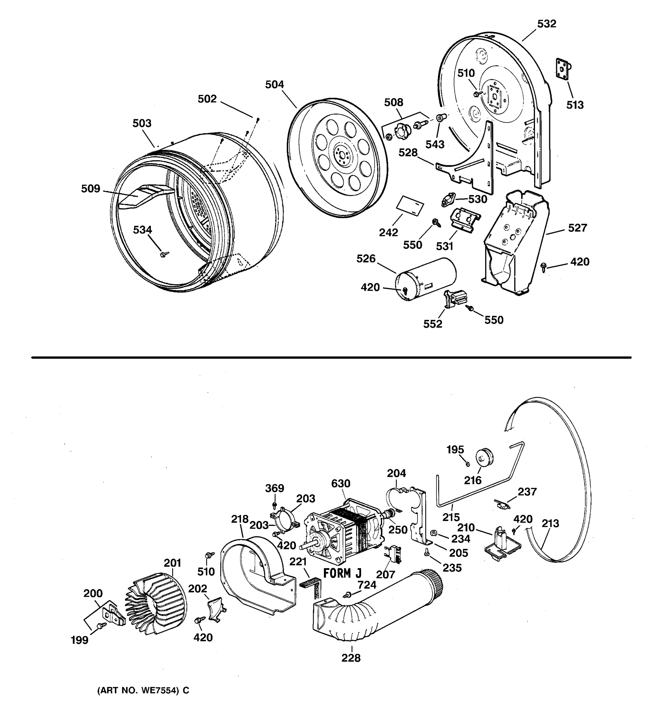 DRUM, DUCT, BLOWER & DRIVE ASM.
