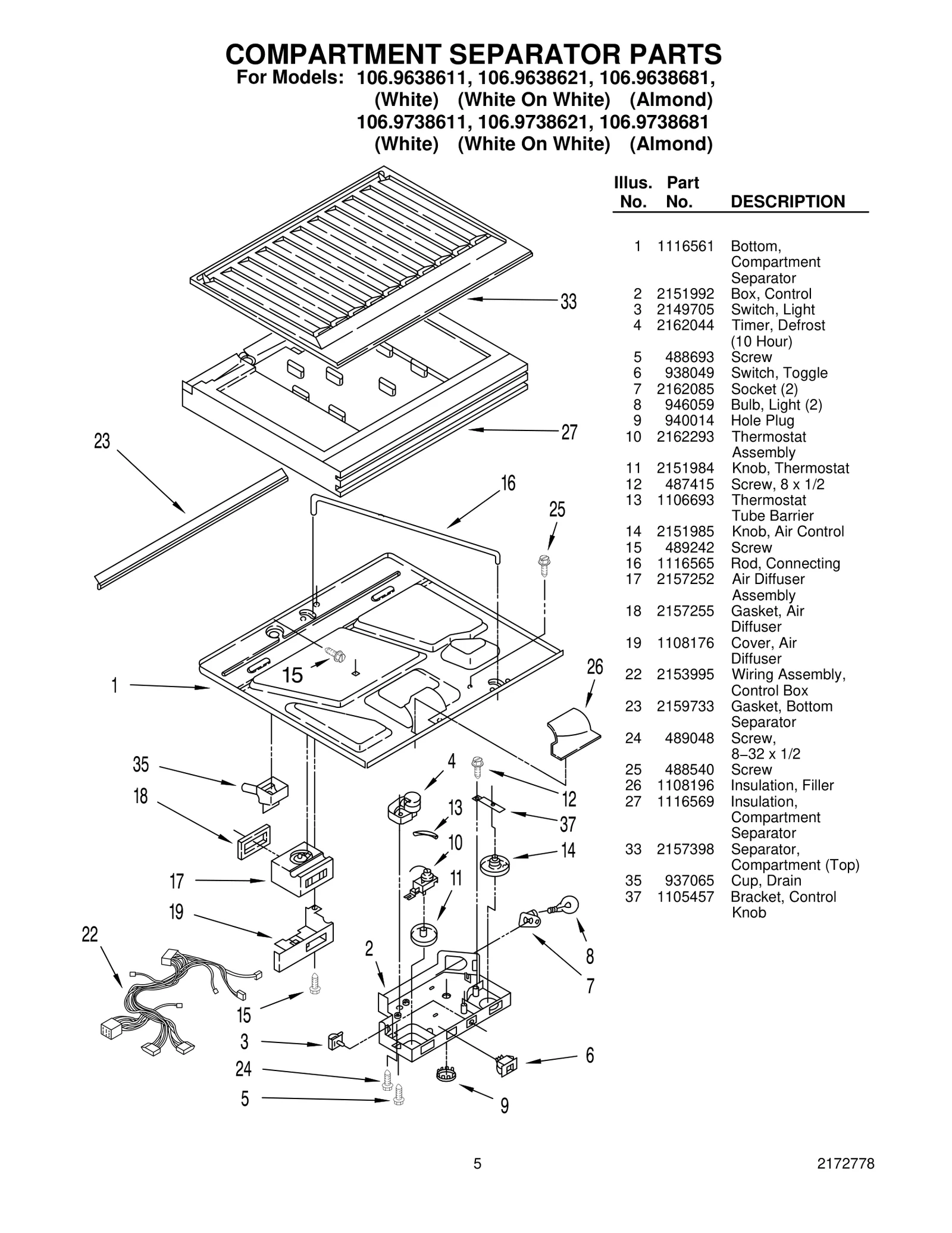 COMPARTMENT SEPARATOR PARTS