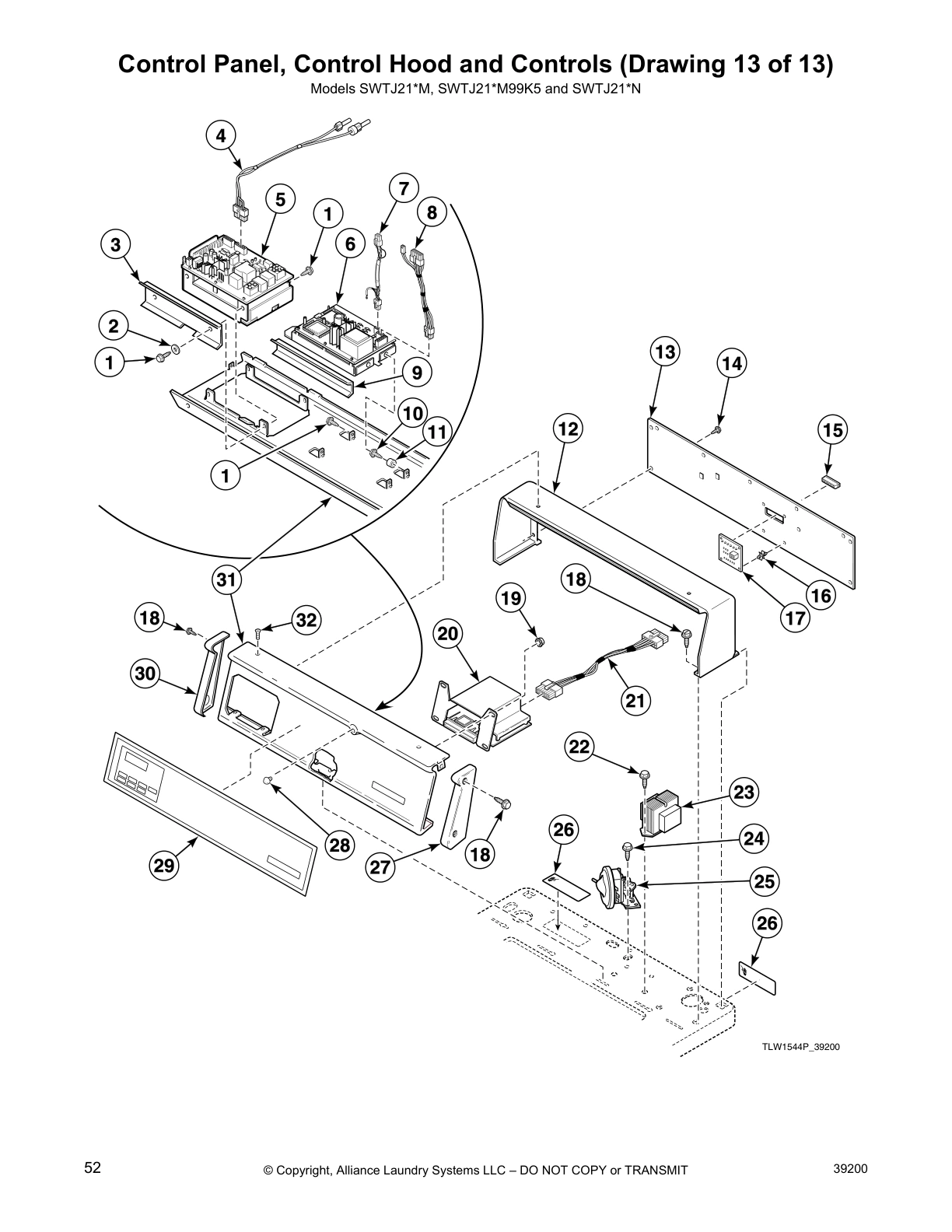 Control Panel, Control Hood and Controls (Drawing 13 of 13)