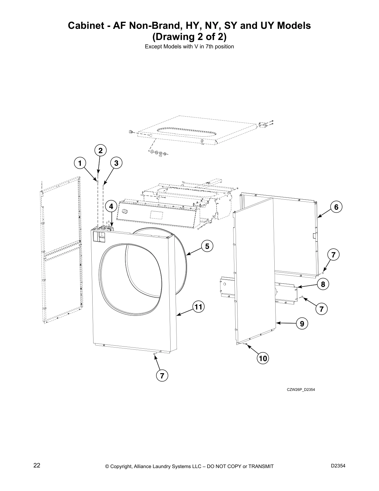 Cabinet - AF Non-Brand, HY, NY, SY and UY Models 
(Drawing 2 of 2)