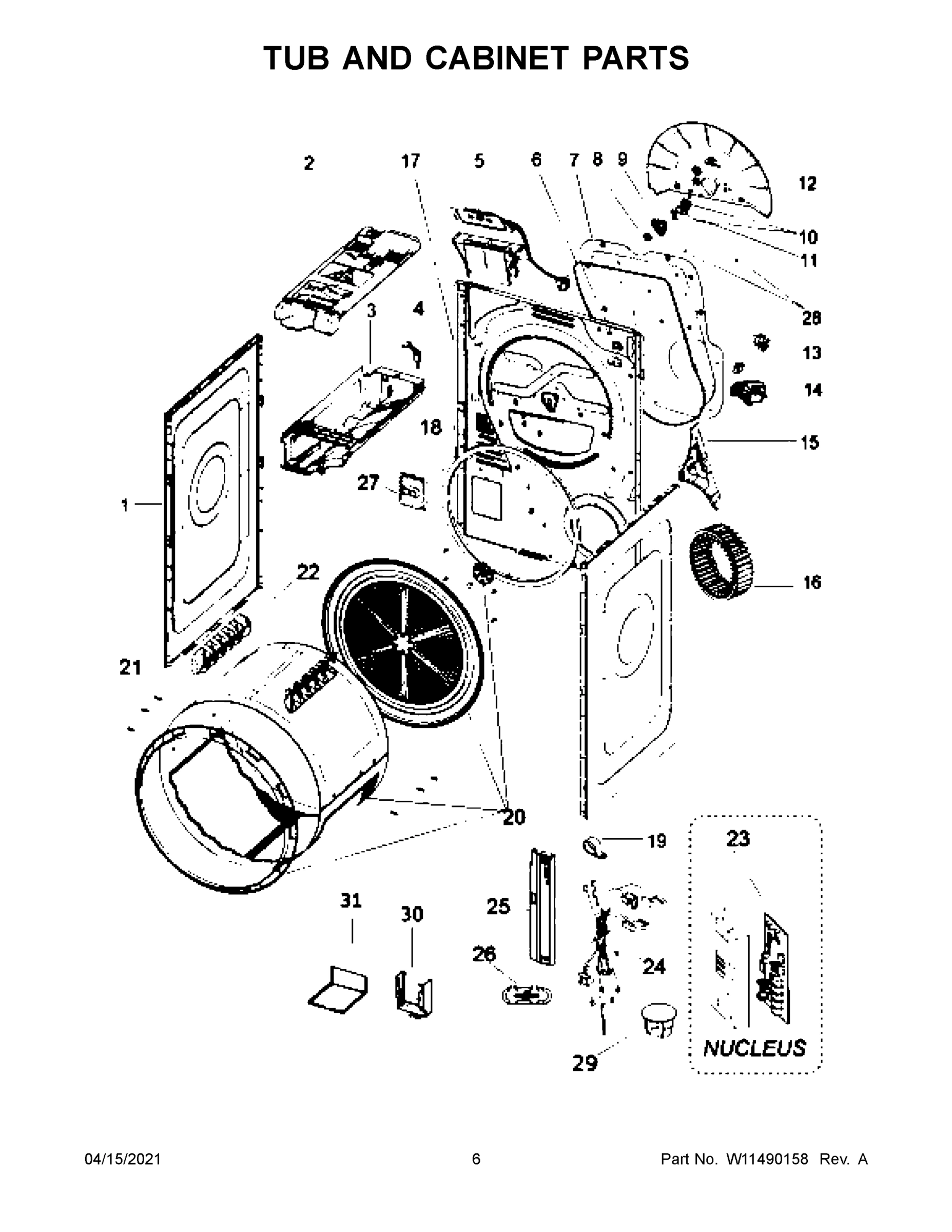 04 - TUB AND CABINET PARTS