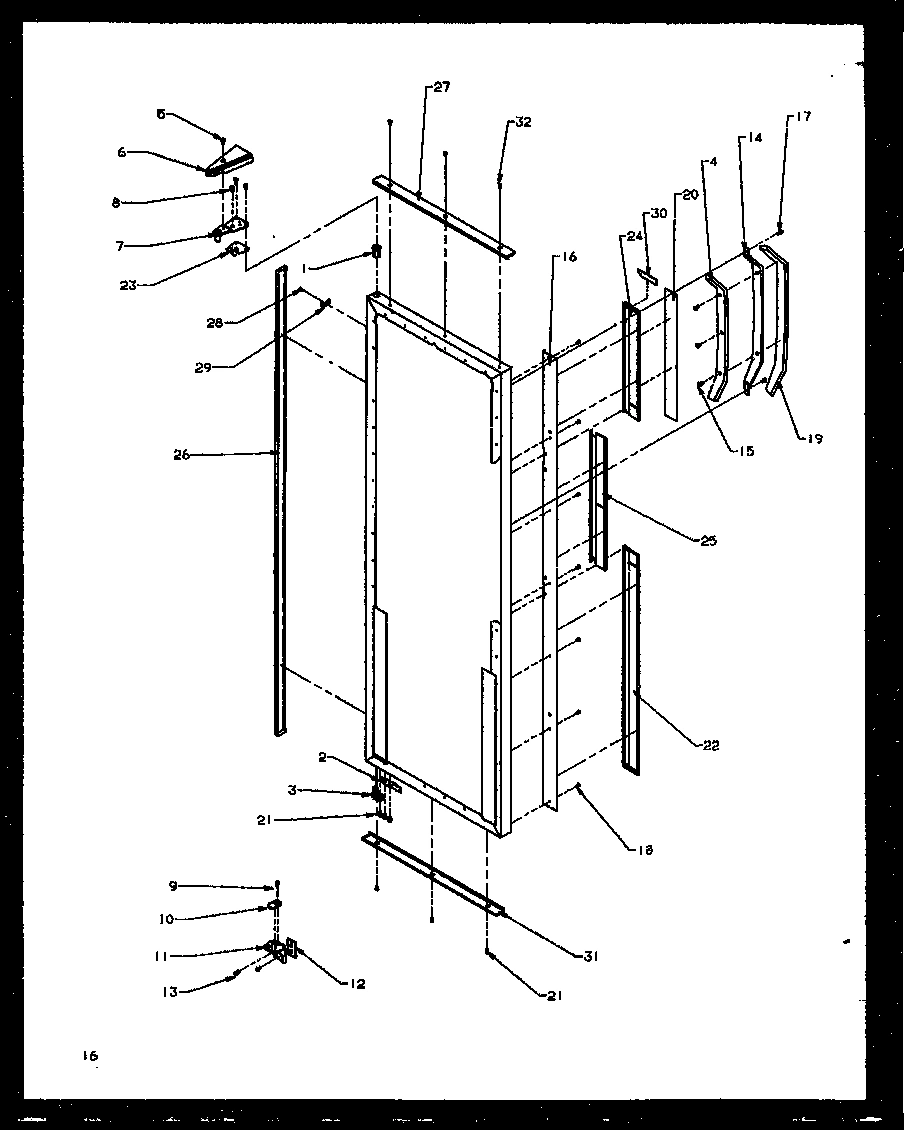 14 - REF DOOR HINGE AND TRIM PARTS