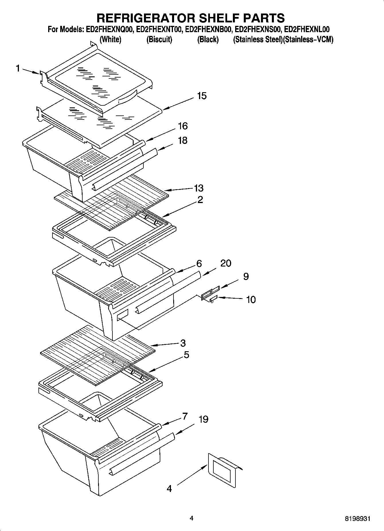 03 - REFRIGERATOR SHELF PARTS