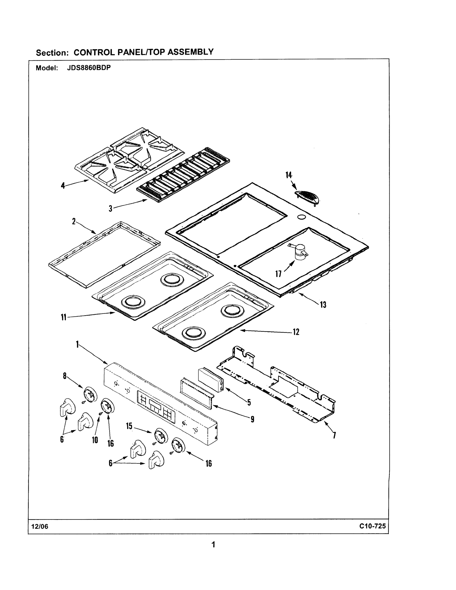 01 - CONTROL PANEL / TOP ASSEMBLY