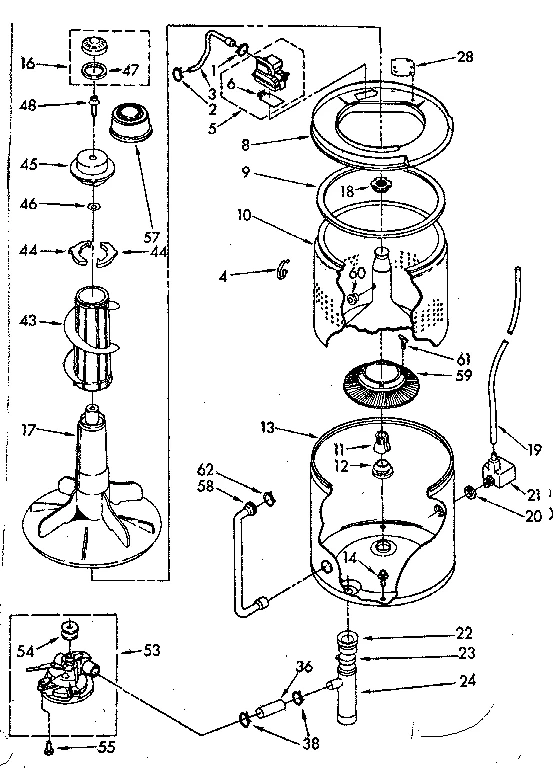 TUB AND BASKET PARTS (NON-SUDS ONLY)