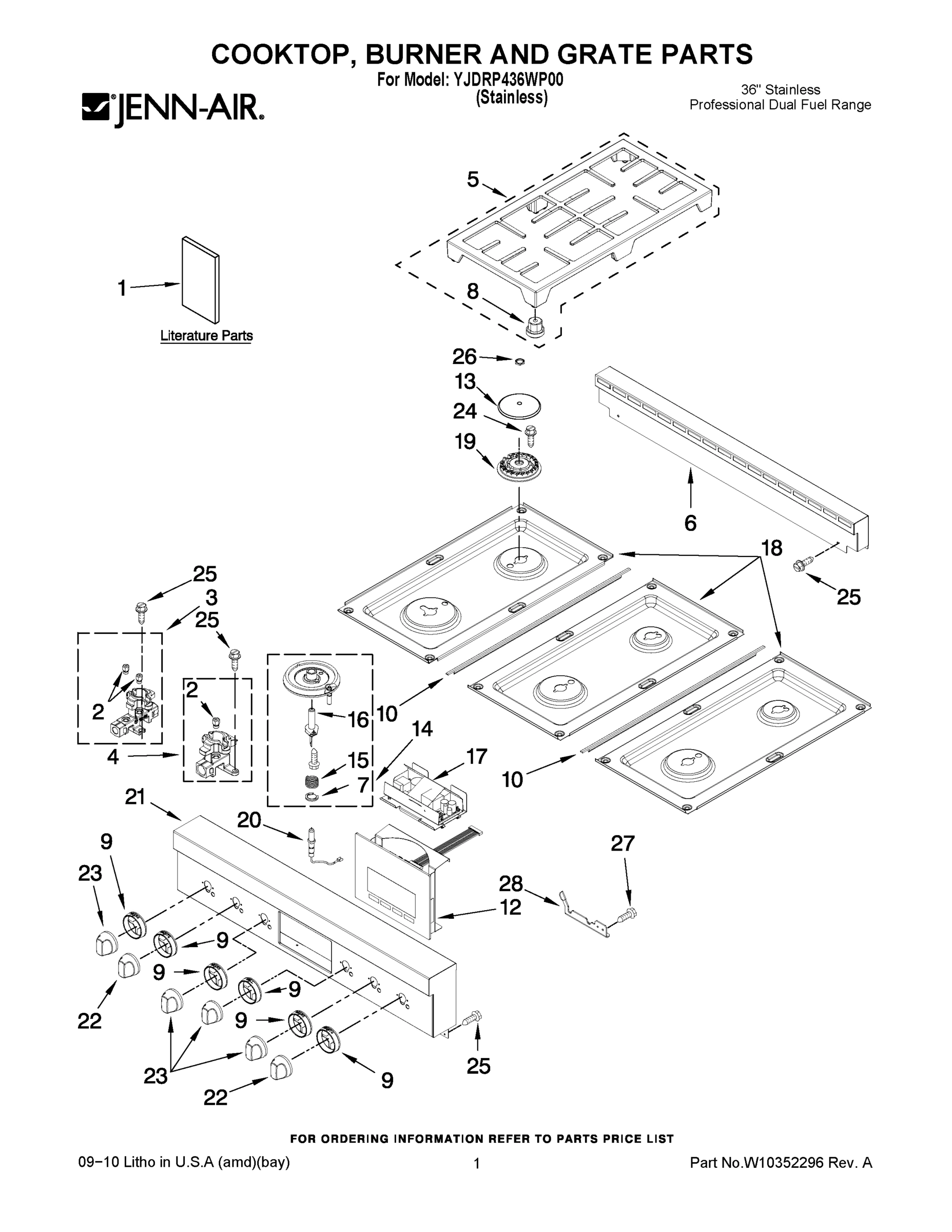 01 - COOKTOP, BURNER AND GRATE PARTS