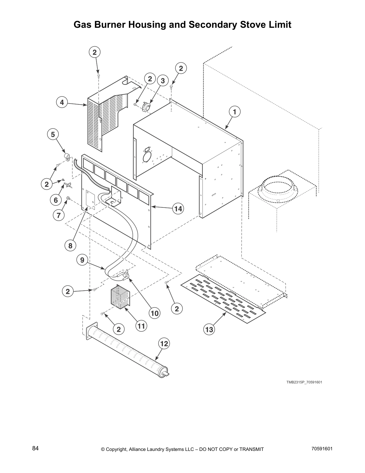 Gas Burner Housing and Secondary Stove Limit