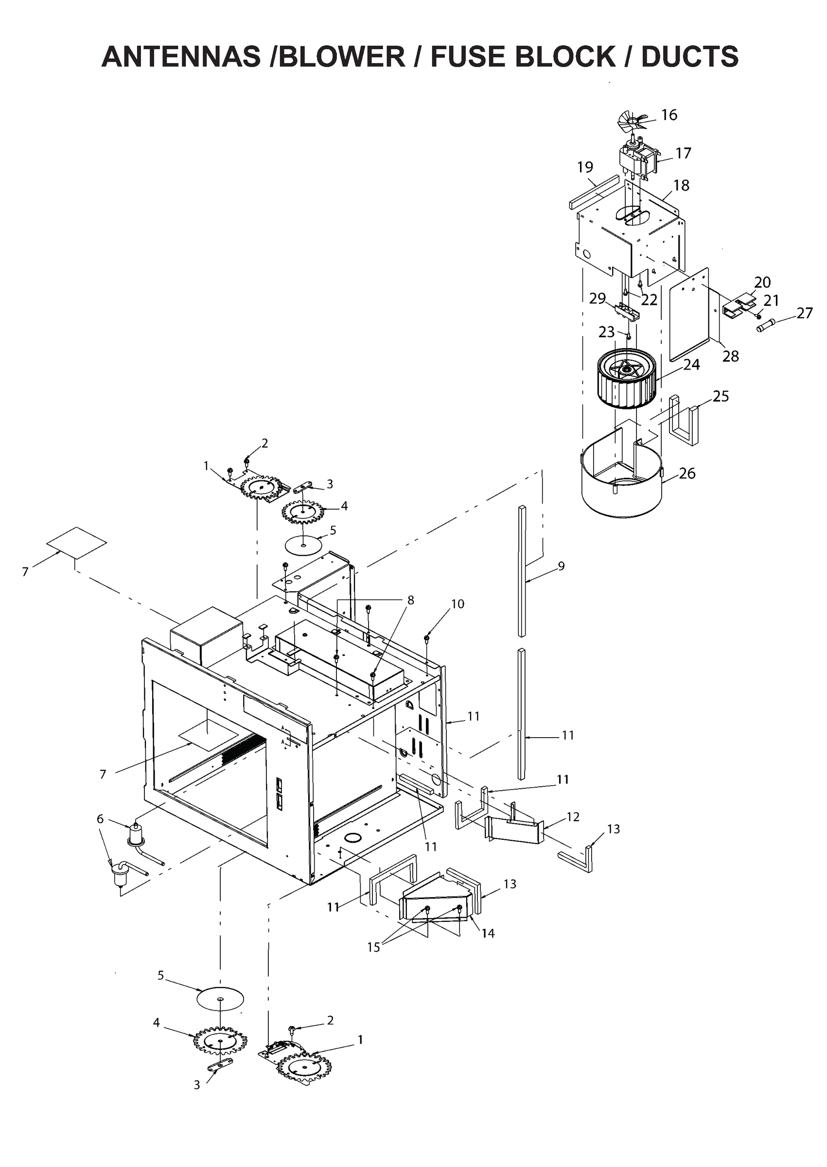 ANTENNAS /BLOWER / FUSE BLOCK / DUCTS