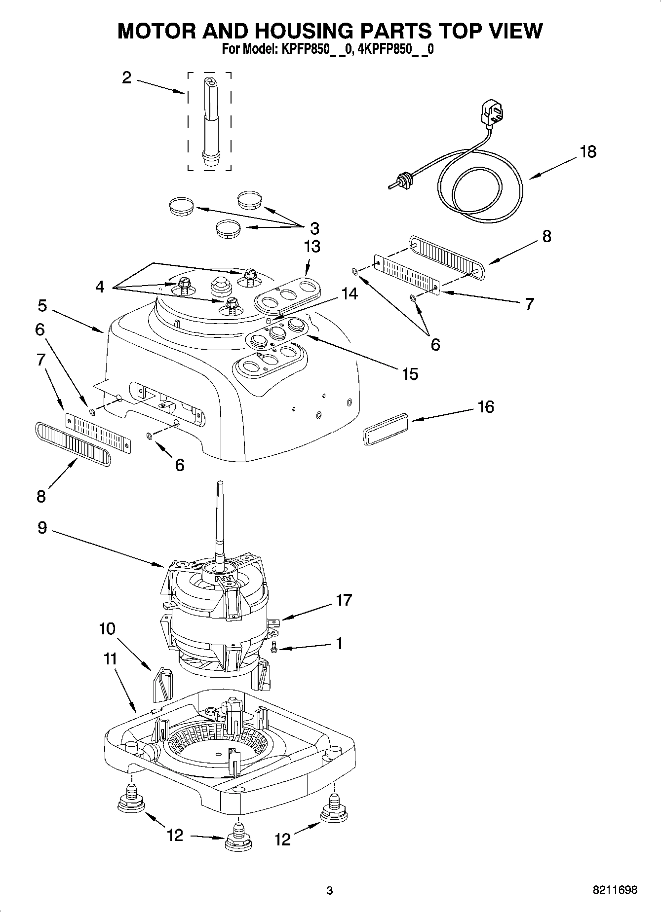 02 - MOTOR AND HOUSING PARTS TOP VIEW