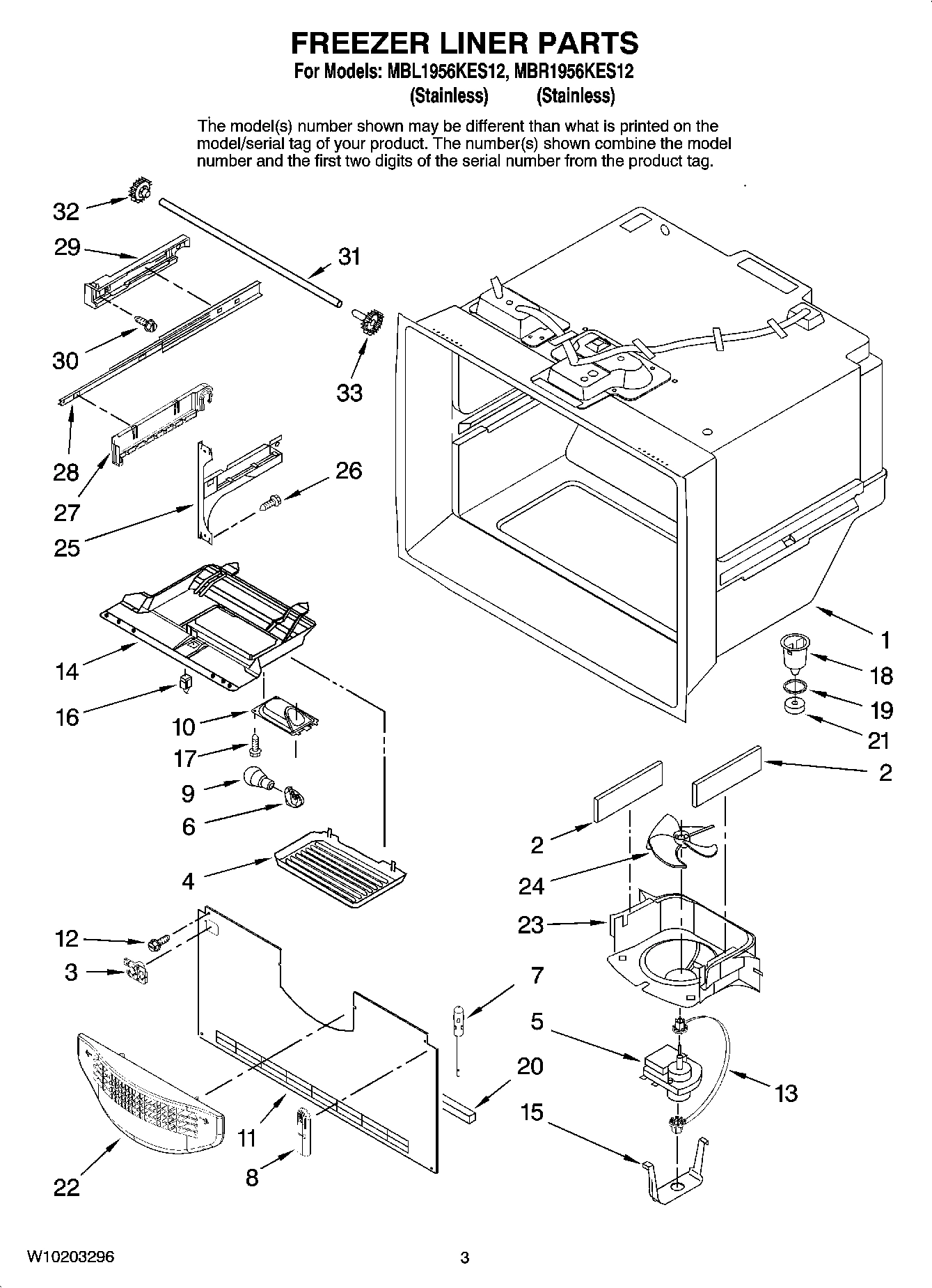 02 - FREEZER LINER PARTS